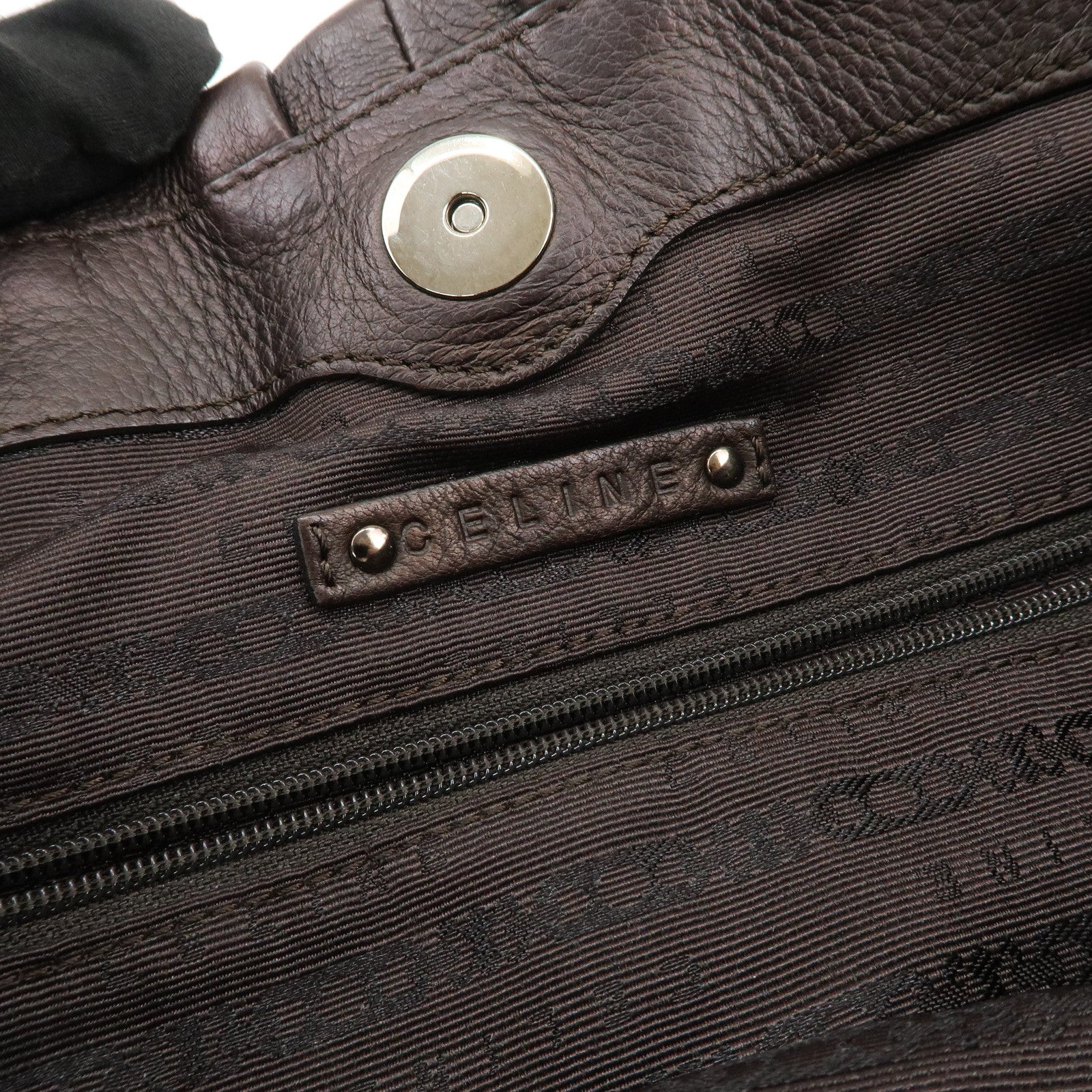 CELINE Macadam Pillow Small Leather 2Way Bag Dark Brown