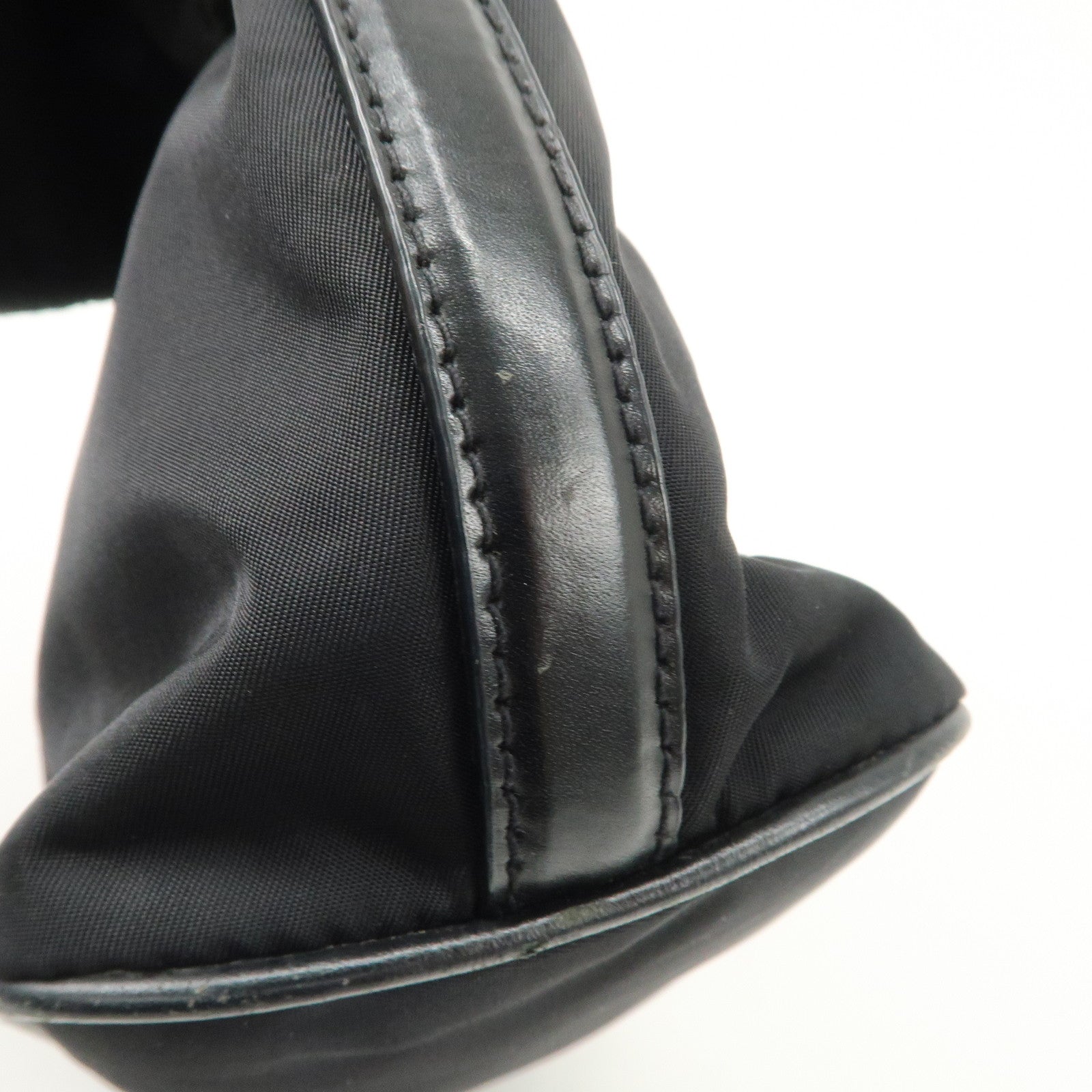 PRADA Triangle Logo Nylon Leather Shoulder Bag Hand Bag Black BR3121 Used