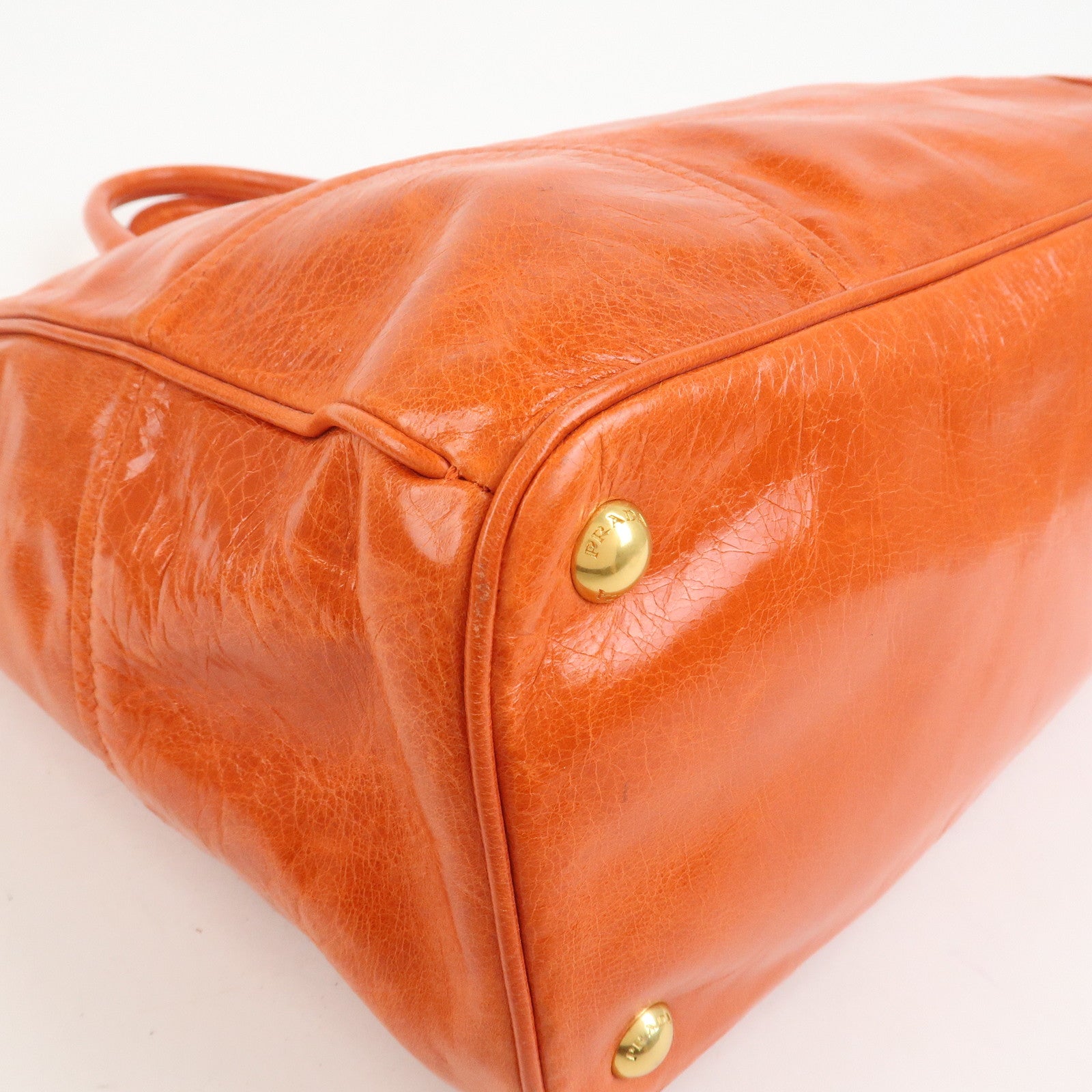 PRADA Logo Leather 2Way Bag Hand Bag Shoulder Bag Orange BN2326