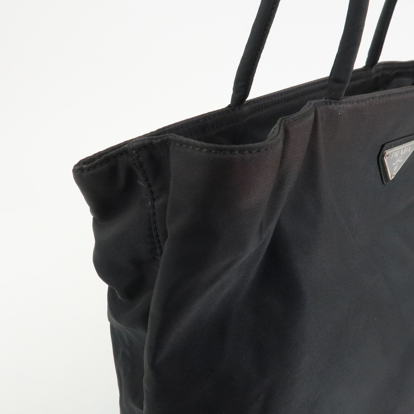 PRADA Triangle Logo Nylon Hand Bag Shoulder Bag Black H5692