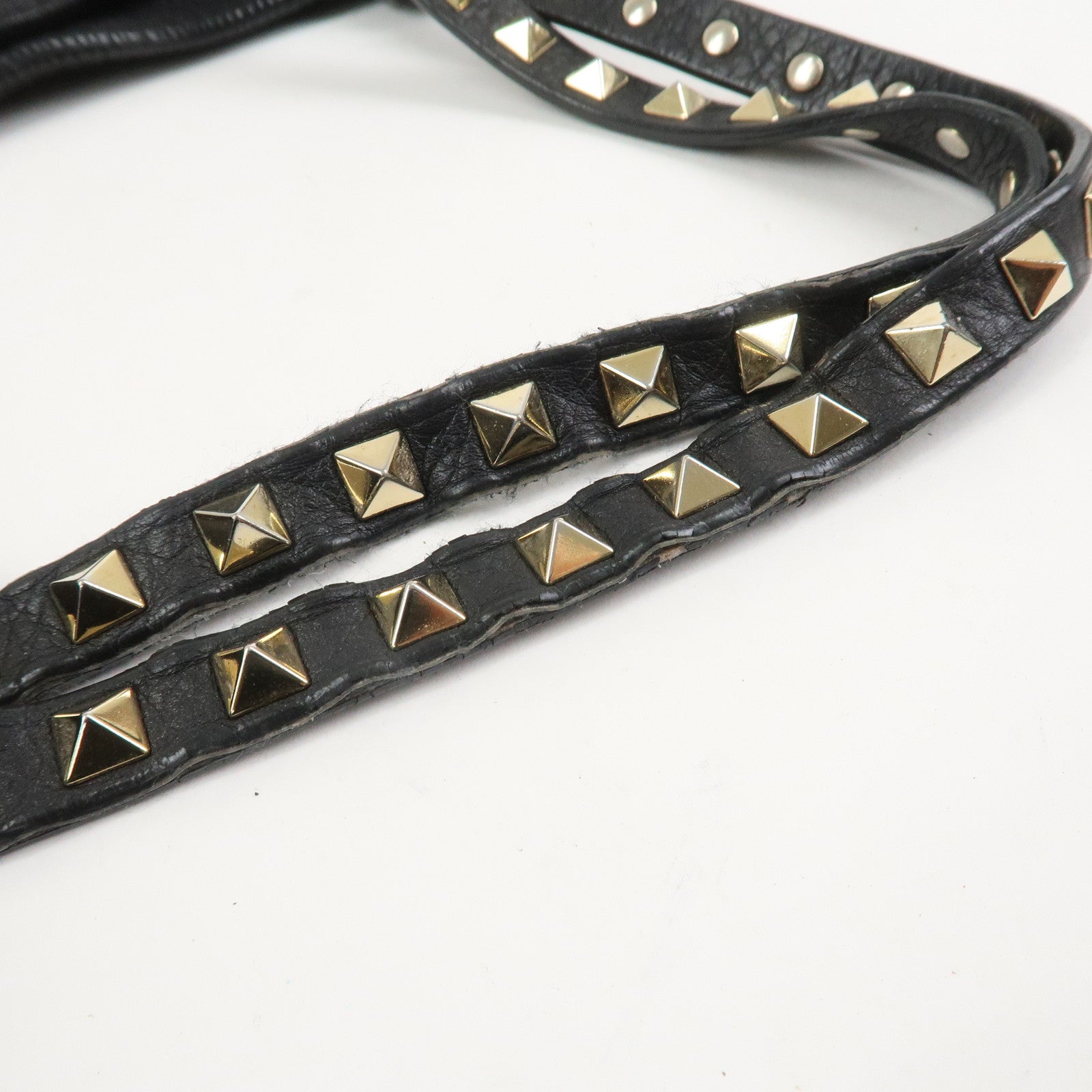 VALENTINO Rockstud Leather Tote Bag Hand Bag Shoulder Bag Black