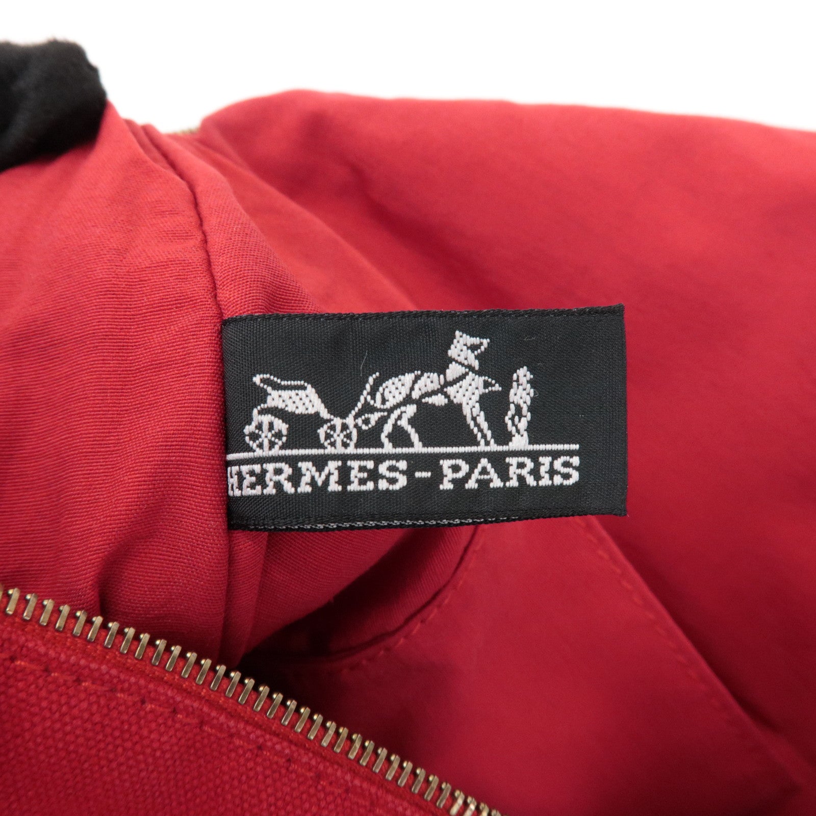 HERMES Bolide Toille H Leather Pouch GM Cosmetic Pouch Red