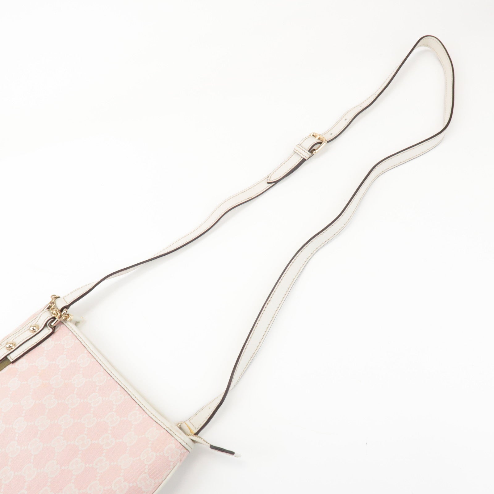 GUCCI Sherry GG Canvas Leather Shoulder Bag Pink 144388