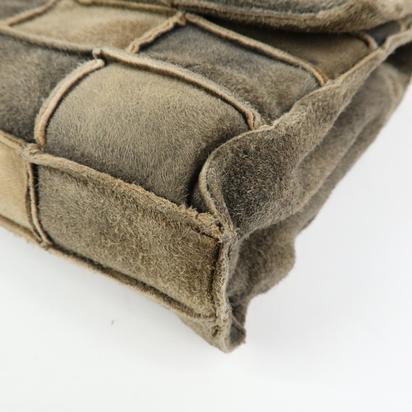 CHANEL Chanel 2.55 Suede Patchwork Chain Shoulder Bag Gray Brown