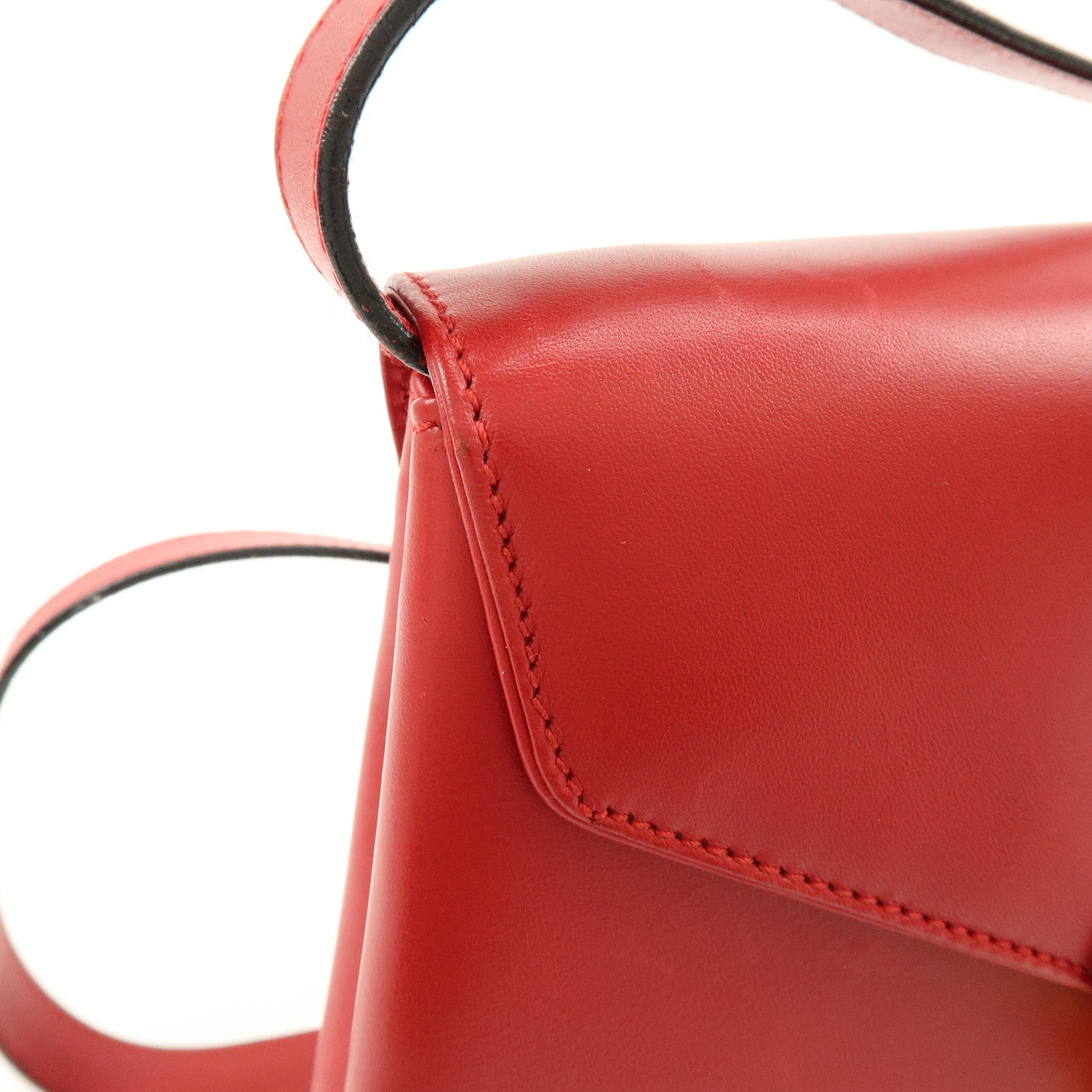 Ferragamo Leather Studs Shoulder Bag Red