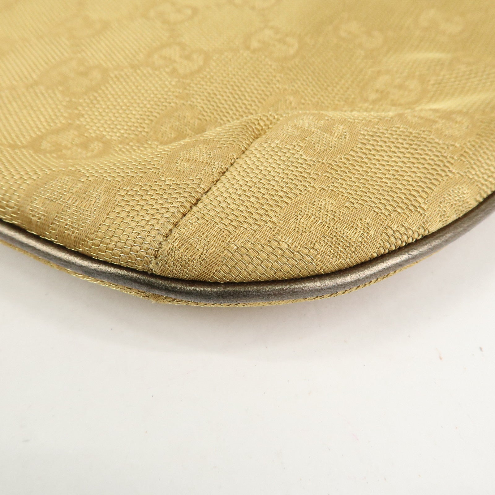 GUCCI GG Canvas Leather Shoulder Bag Hand Bag Gold 005・0813