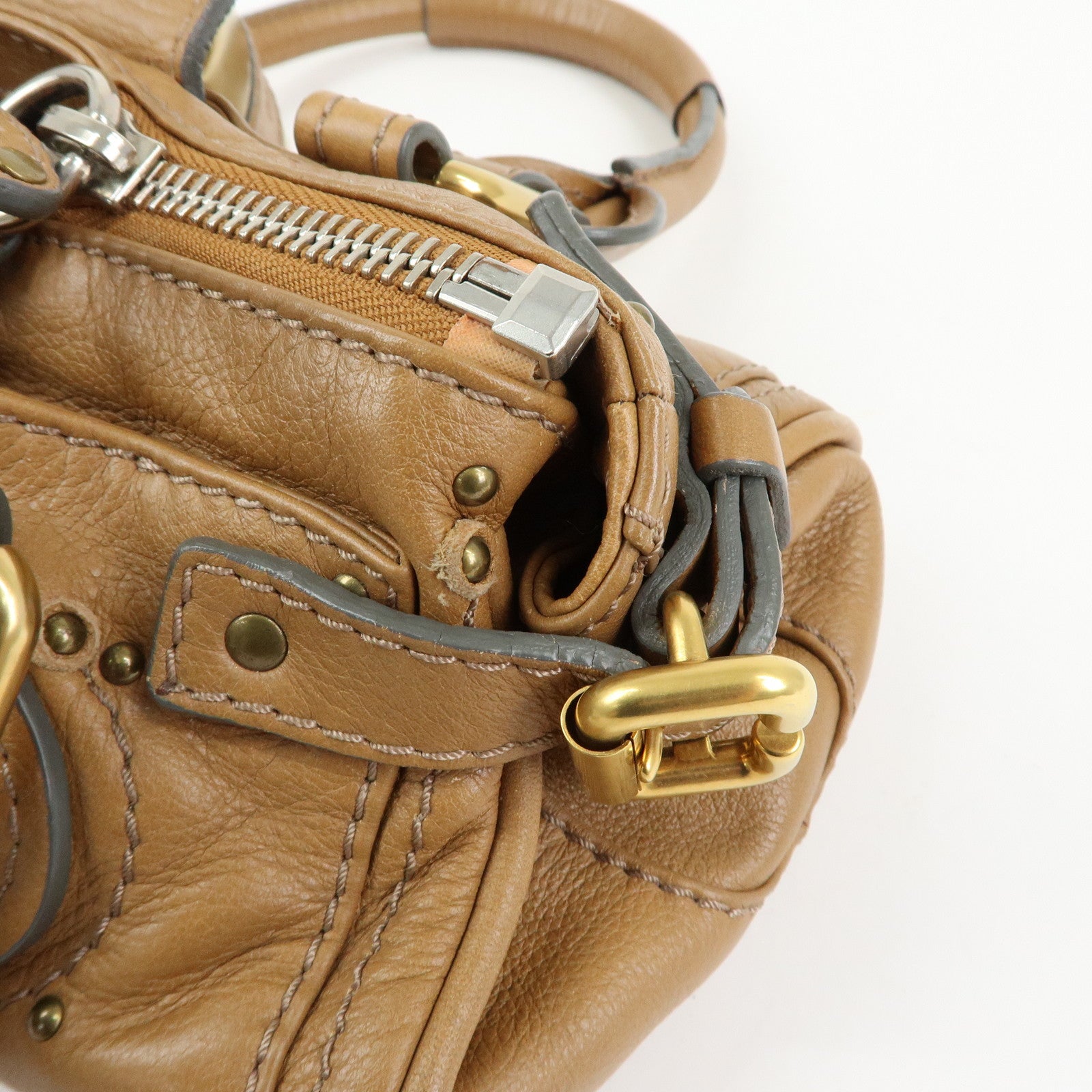 Chloe Paddington Leather Mini Hand Bag Boston Bag Brown