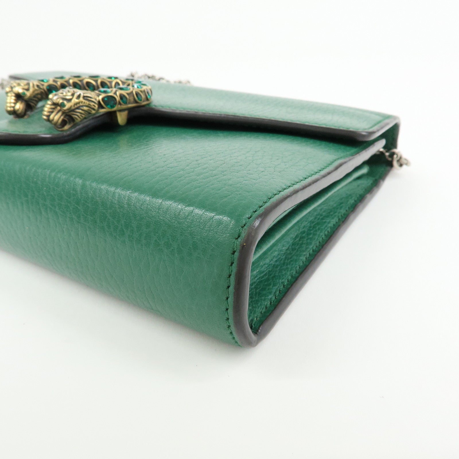 GUCCI Dionysus Leather Chain Wallet Shoulder Bag Green 401231