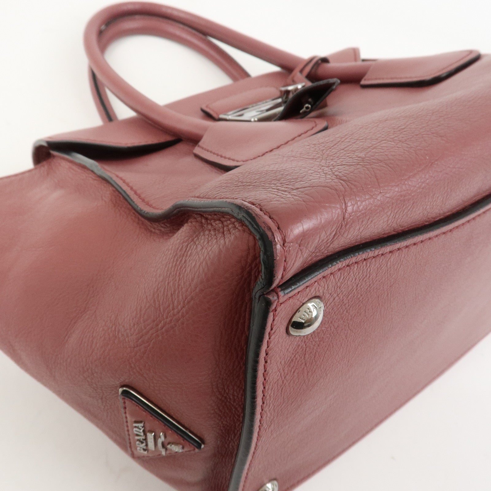 PRADA Logo Leather 2Way Bag Hand Bag Shoulder Bag Pink BN2665