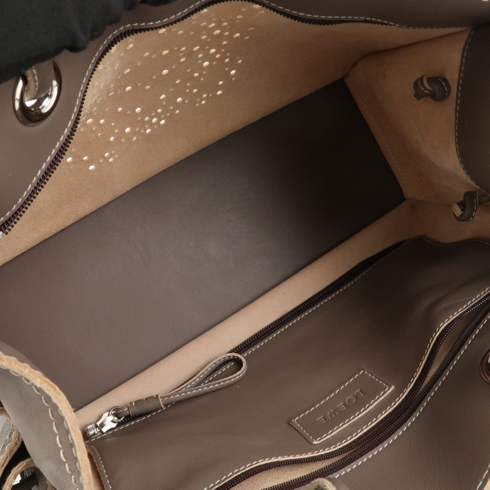 LOEWE Anagram Leather Shopper Tote Bag Shoulder Bag Brown