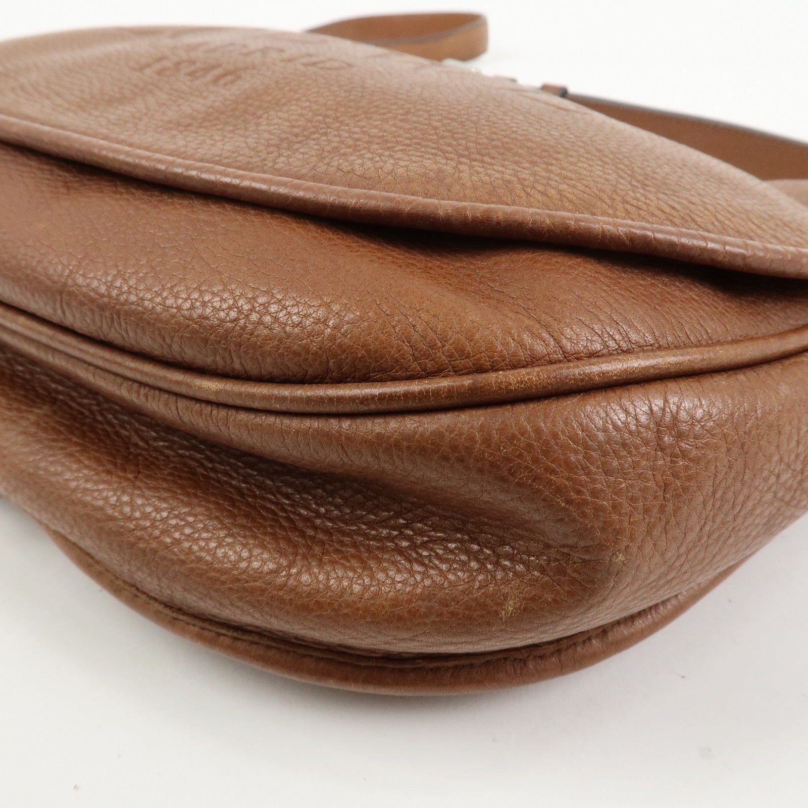 LOEWE Heritage Logo Leather Shoulder Bag Crossbody Bag Brown