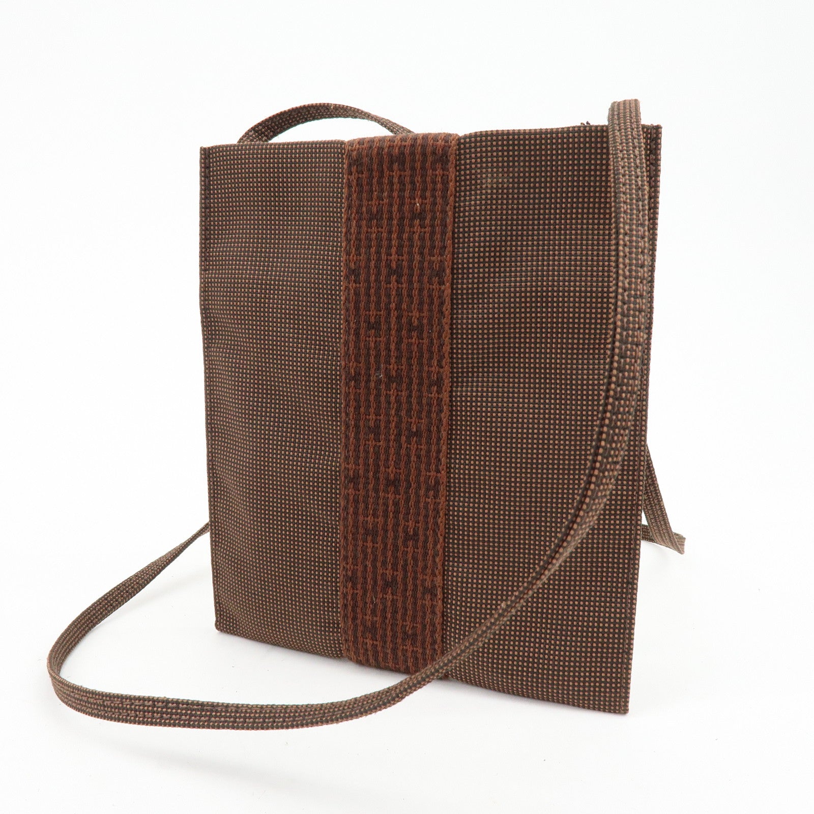 HERMES Herline Canvas Shoulder Bag Crossbody Bag Brown