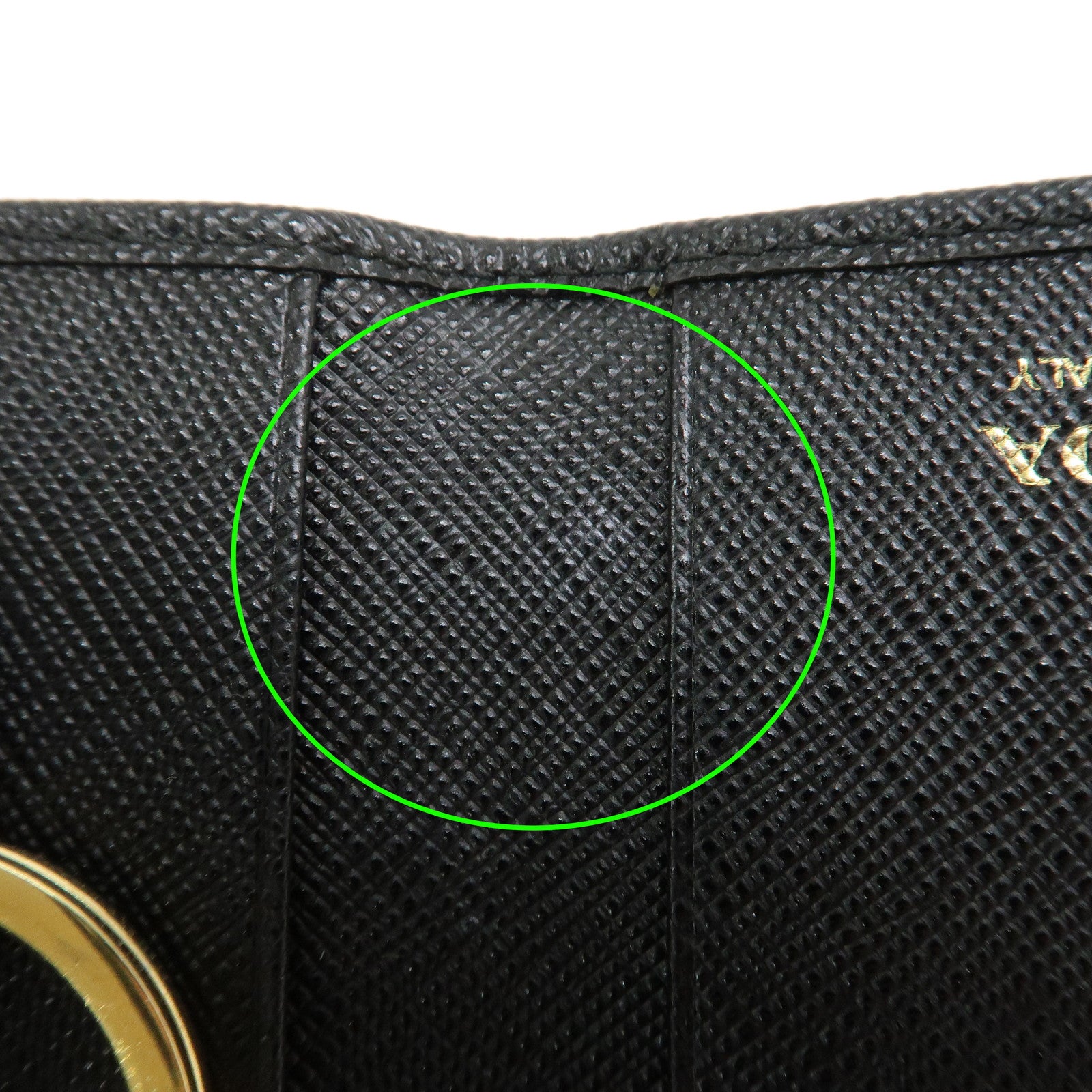 PRADA Saffiano Leather 4 Ring Key Case Key Chain Black