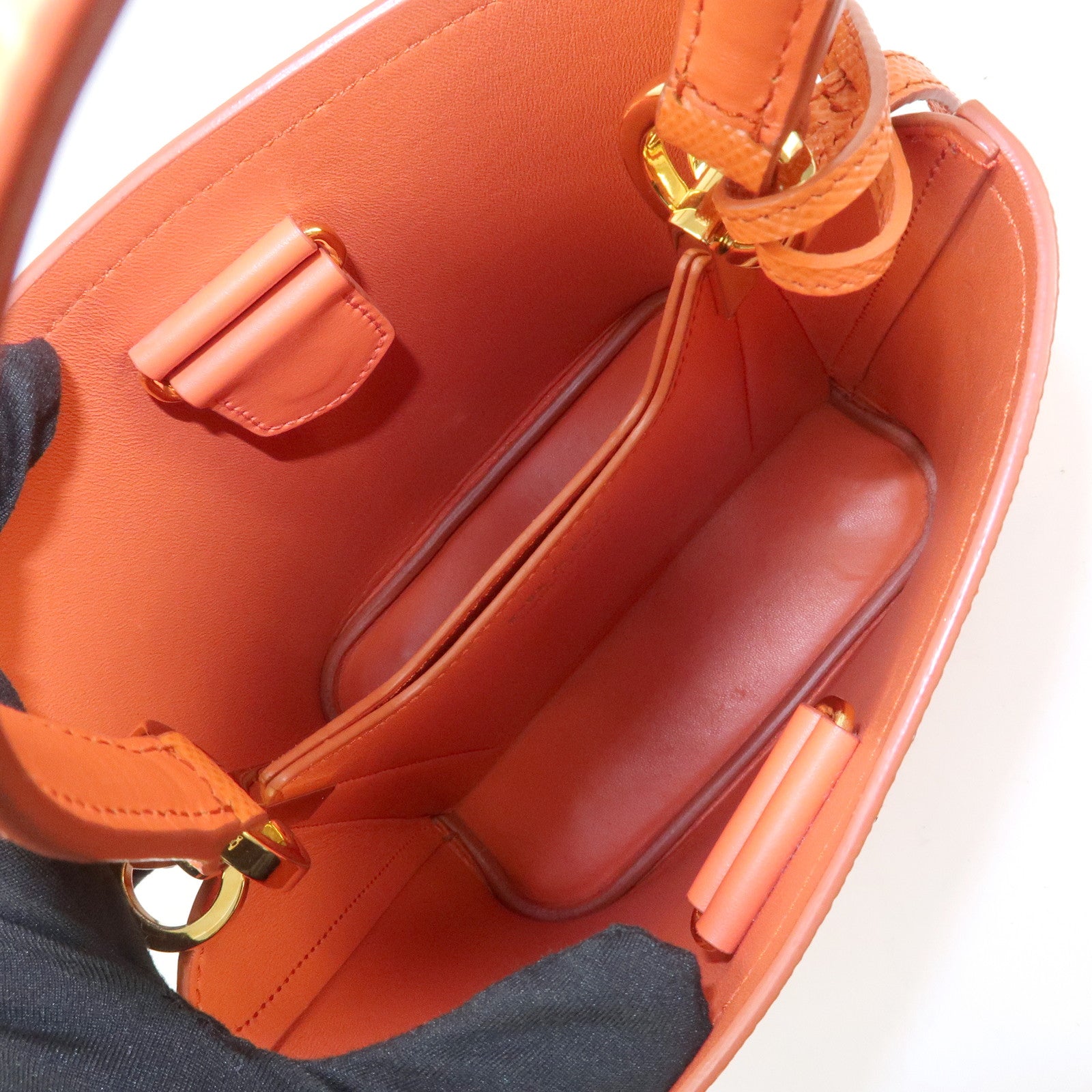 PRADA Panier 2Way Bag Hand Bag Shoulder Bag Orange 1BA217
