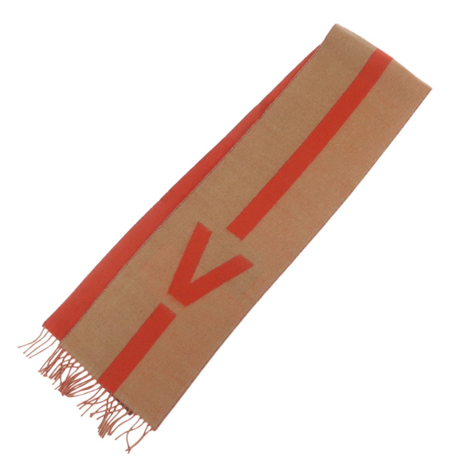 Louis Vuitton Wool Cashmere Echarpe V Istoric Scarf Brown Red
