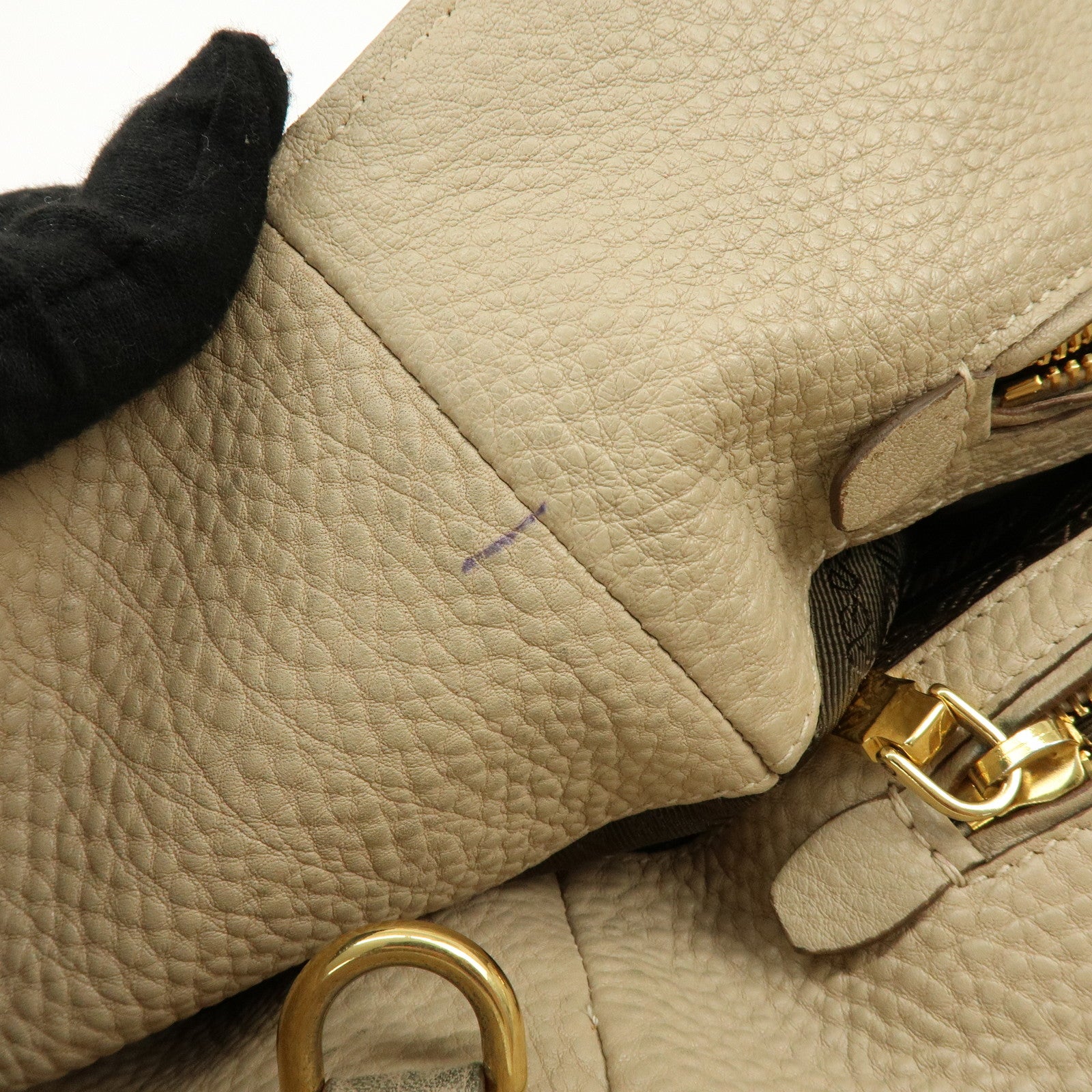 PRADA Triangle Logo Leather 2Way Hand Shoulder Bag Beige BN2795