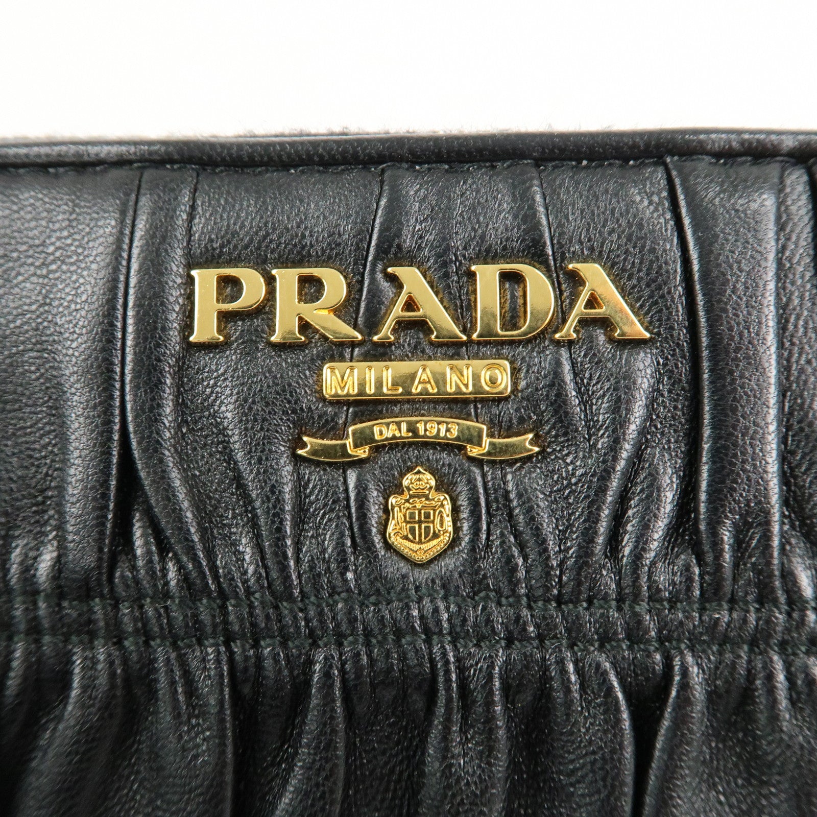 PRADA Nappa Leather Round Zippy Compact Wallet Black 1ML157 Used