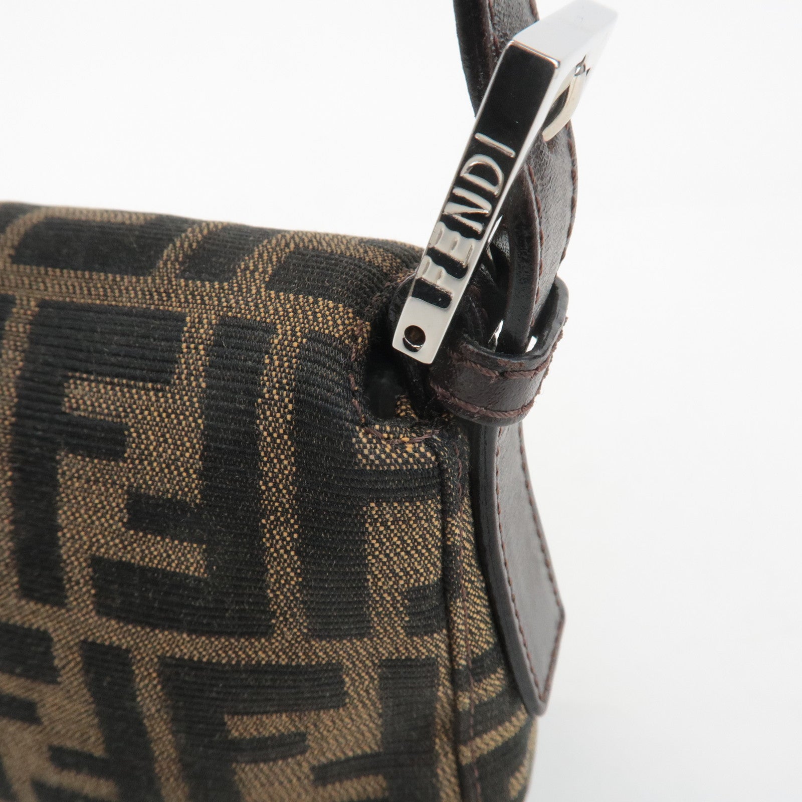 FENDI Zucca Mamma Baguette Canvas Shoulder Bag 26424 Brown Black Used
