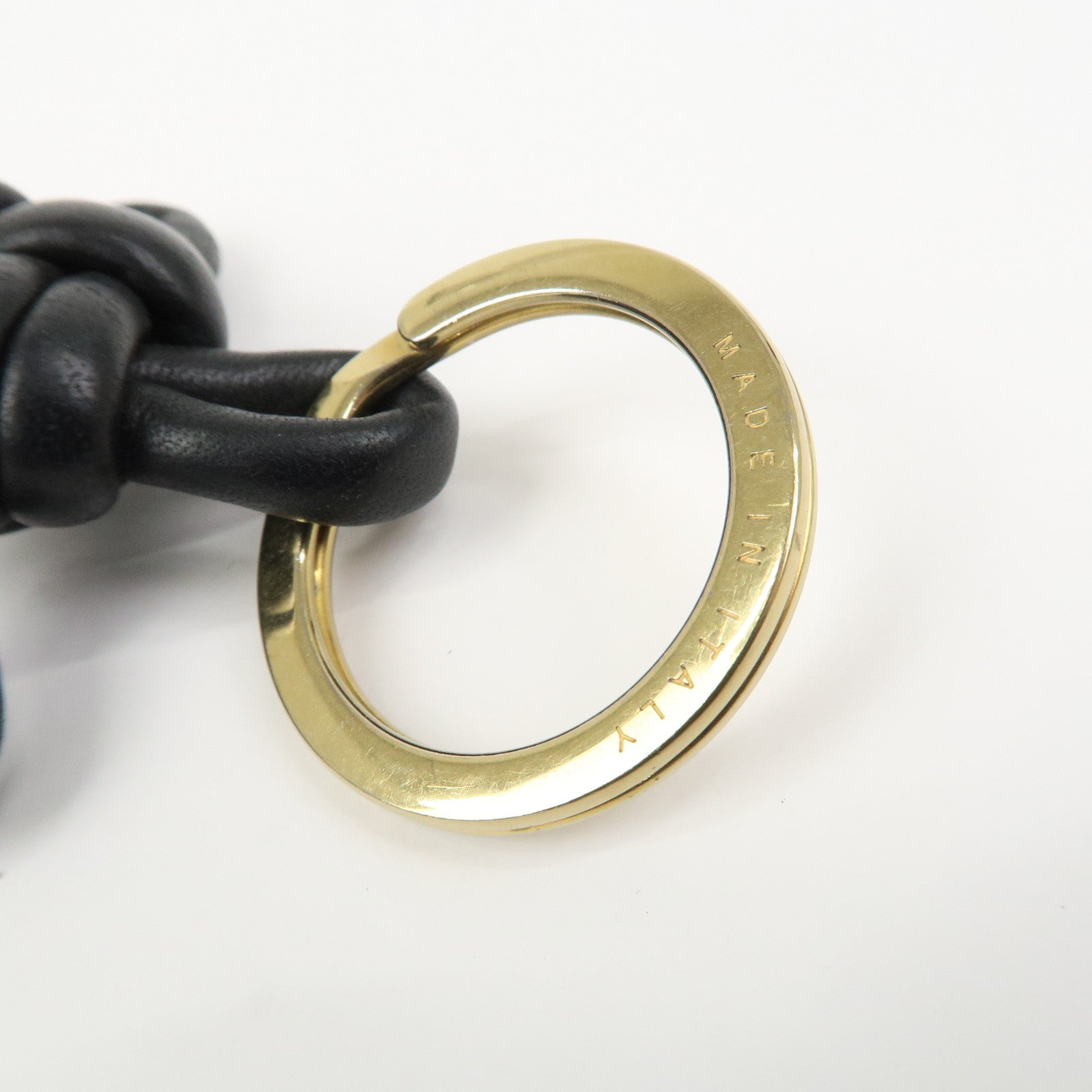 BOTTEGA VENETA Nappa Leather Bag Charm Key Chain Black