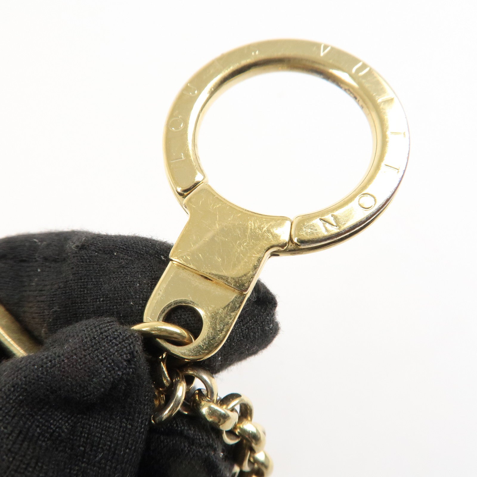 Louis Vuitton Fleur de Monogram Bag Charm Key Chain Gold M65111 Used