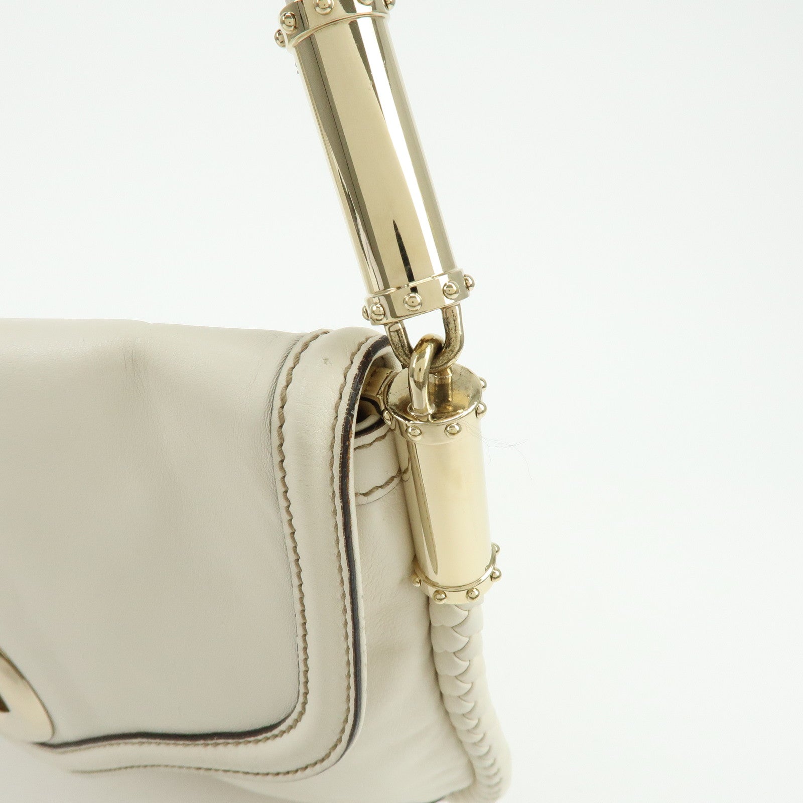 GUCCI Interlocking G Leather Shoulder Bag Ivory 167732