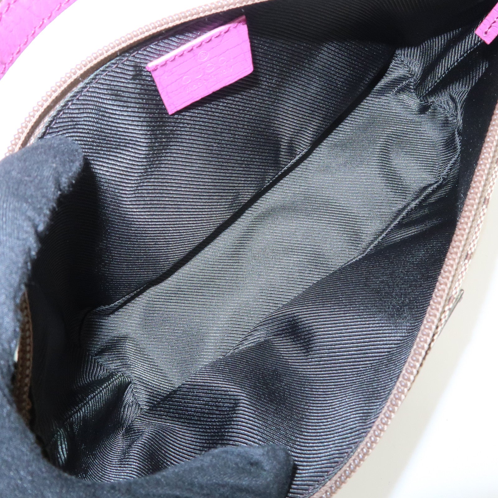 GUCCI Boat Bag Sherry GG Canvas Leather Hand Bag Pouch Brown 141809