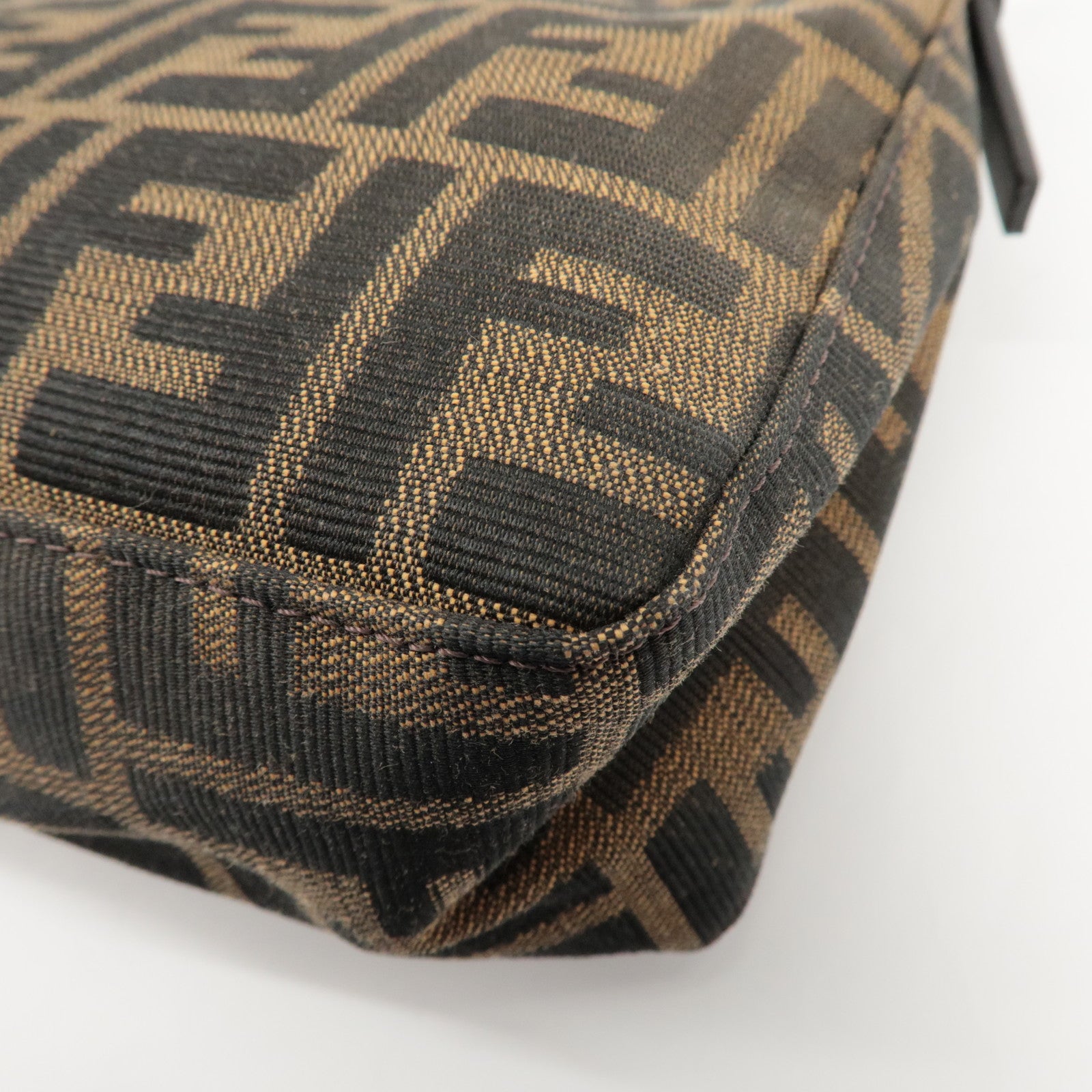 FENDI Zucca Canvas Leather Mini Hand Bag Brown 8BR155 Used