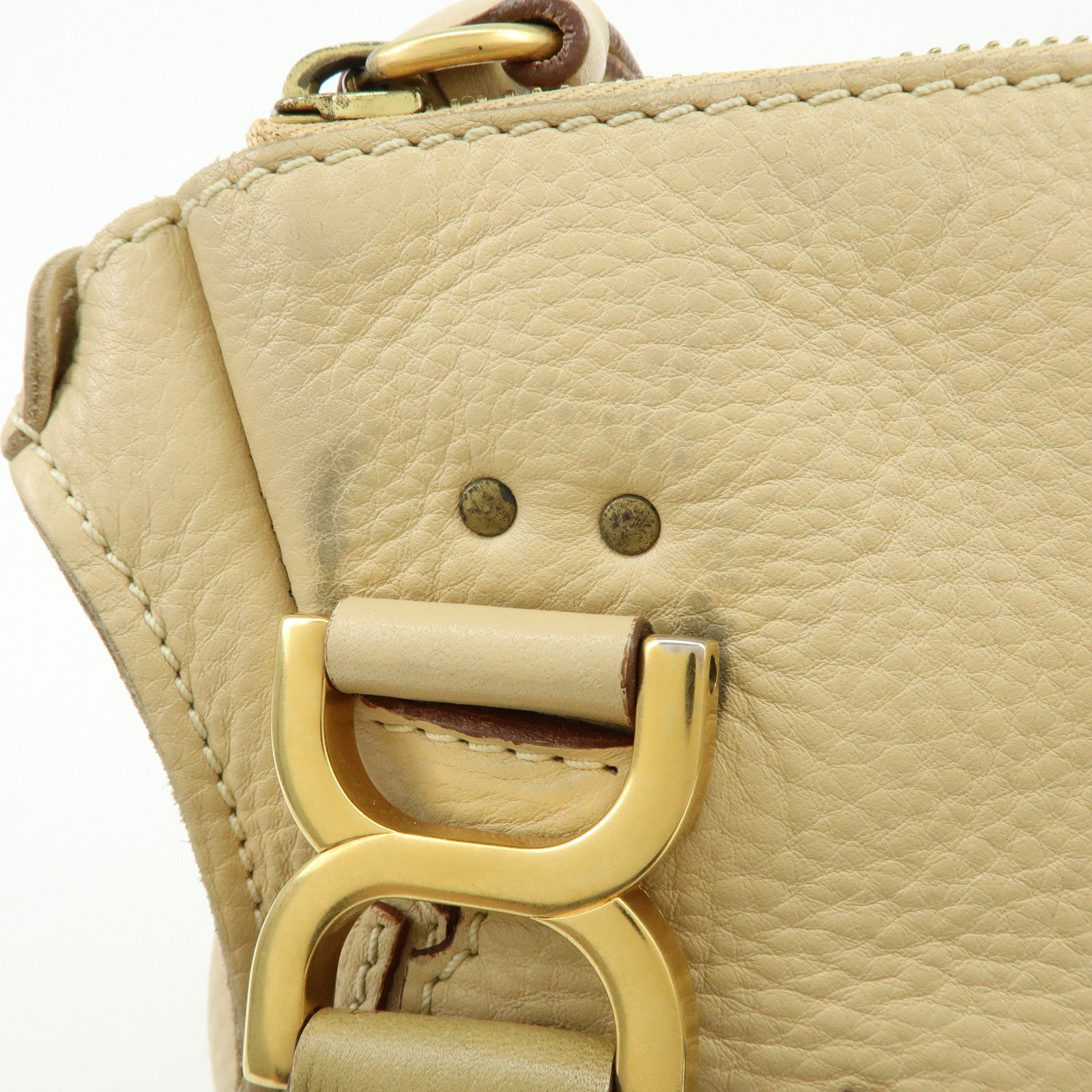 Chloe Mercy Leather Shoulder Bag Hand Bag Beige