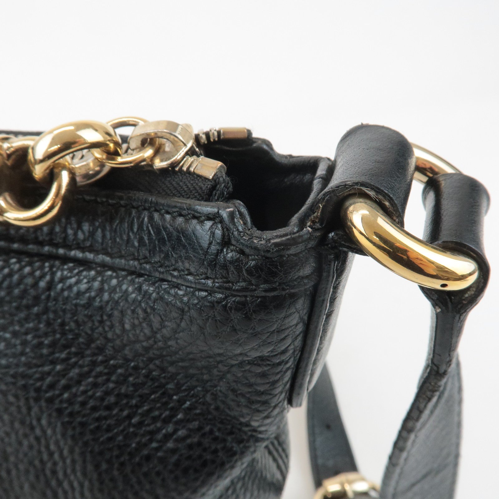 GUCCI SOHO Interlocking G Leather Shoulder Bag Black 308361 Used