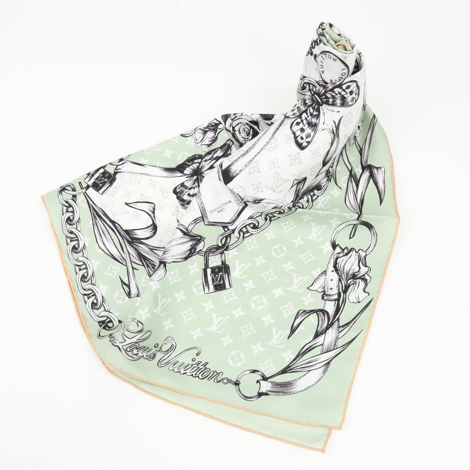 Louis Vuitton Blooming Monogram Carre 90 Silk 100% Scarf M96872