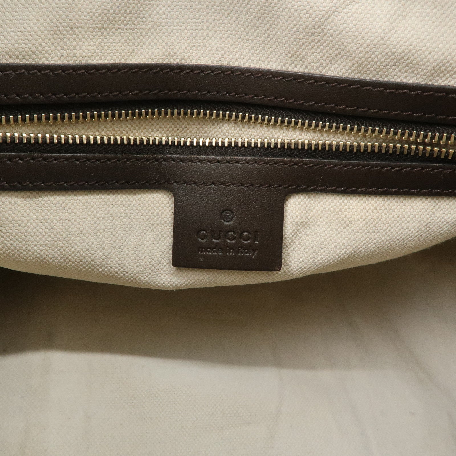 GUCCI Sherry GG Canvas Leather 2Way Bag Boston Bag Beige 247205 Used