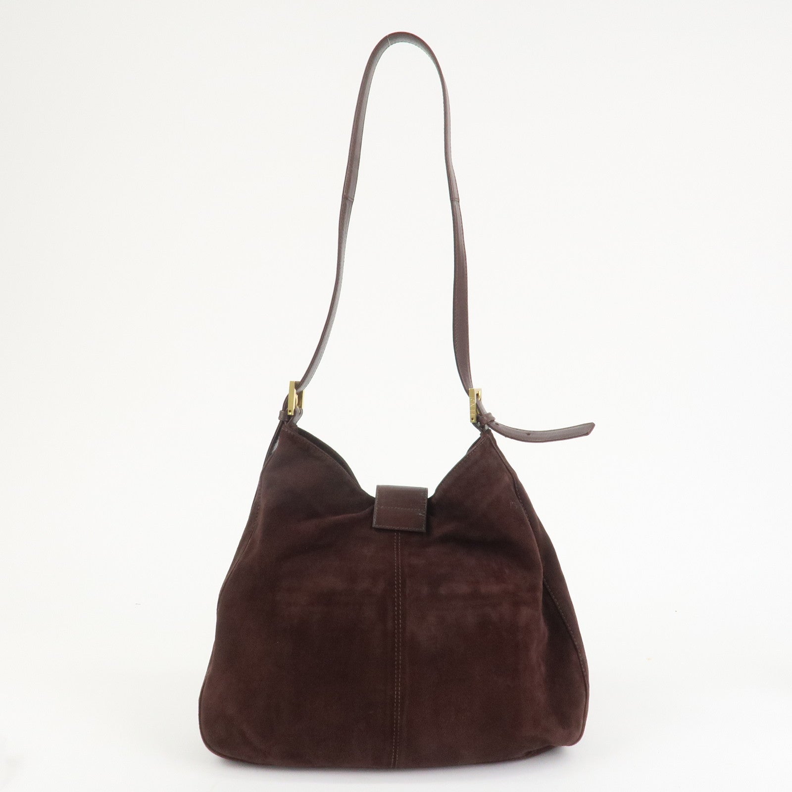 FENDI Suede Leather Shoulder Bag Hand Bag Brown 26327