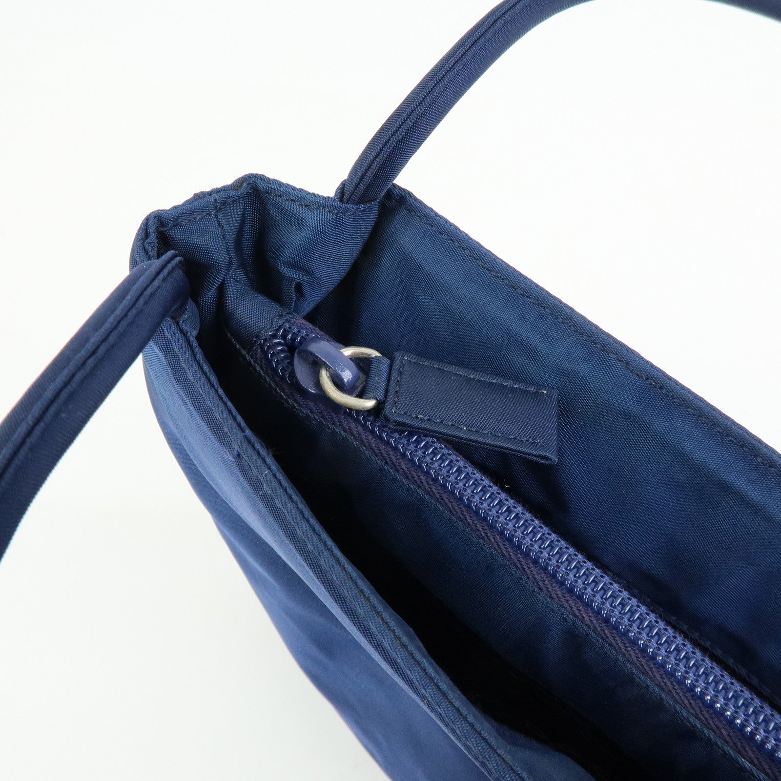 PRADA Triangle Logo Nylon Shoulder Bag Hand Bag Navy B6242