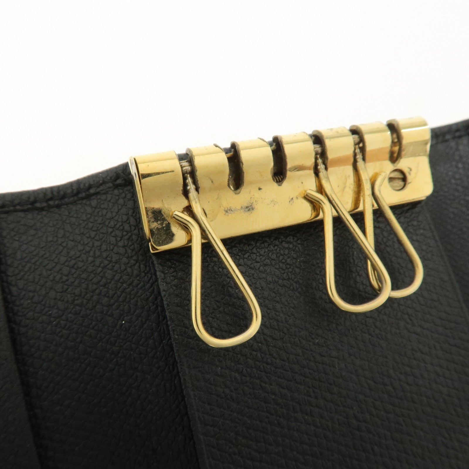 CHANEL Set Of 2 Leather Bi-Fold Long Wallet Key Case Black Gold