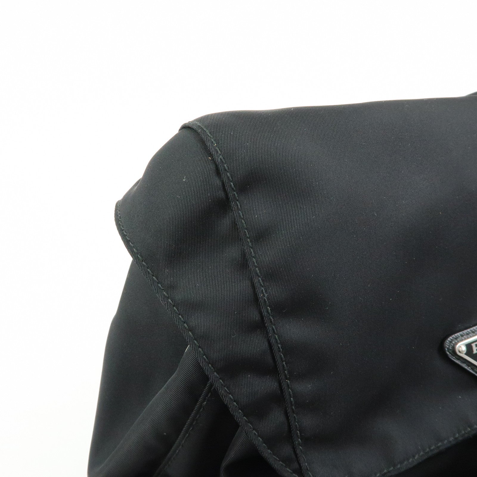 PRADA Triangle Logo Nylon Leather Backpack Rucksack Black 1BZ005