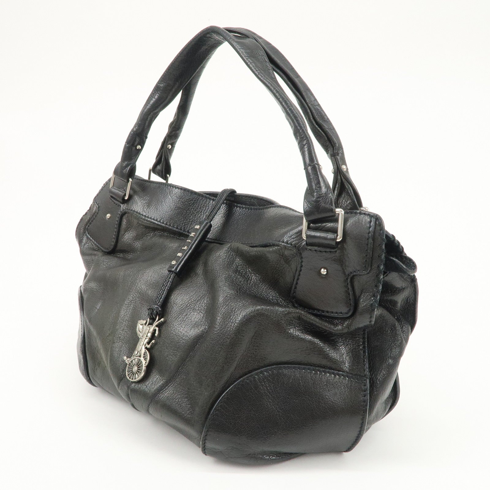 CELINE Bitter Sweet Leather Shoulder Bag Hand Bag Black Used