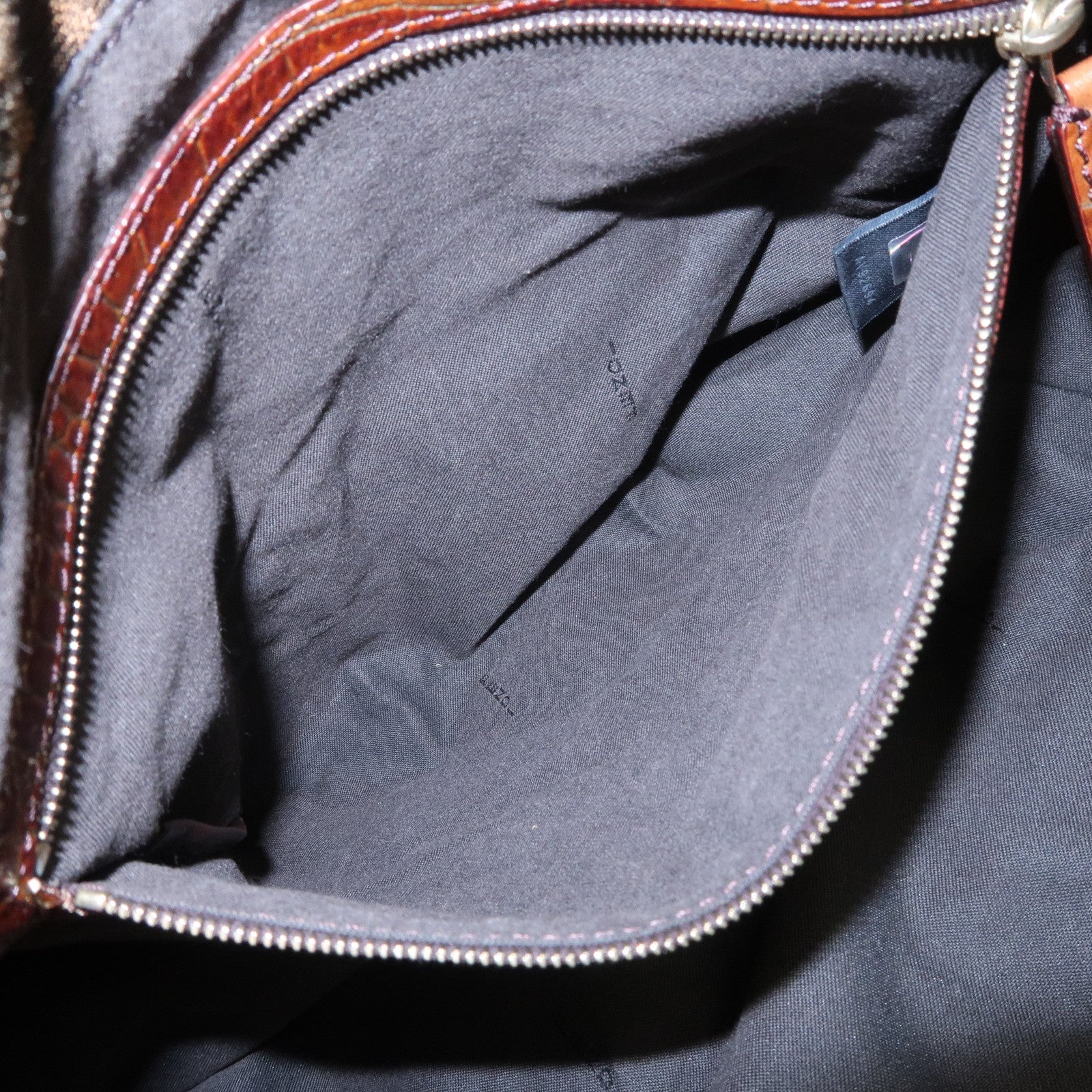 FENDI Zucca Gathered Canvas Leather Shoulder Bag Tote Bag 8BH186