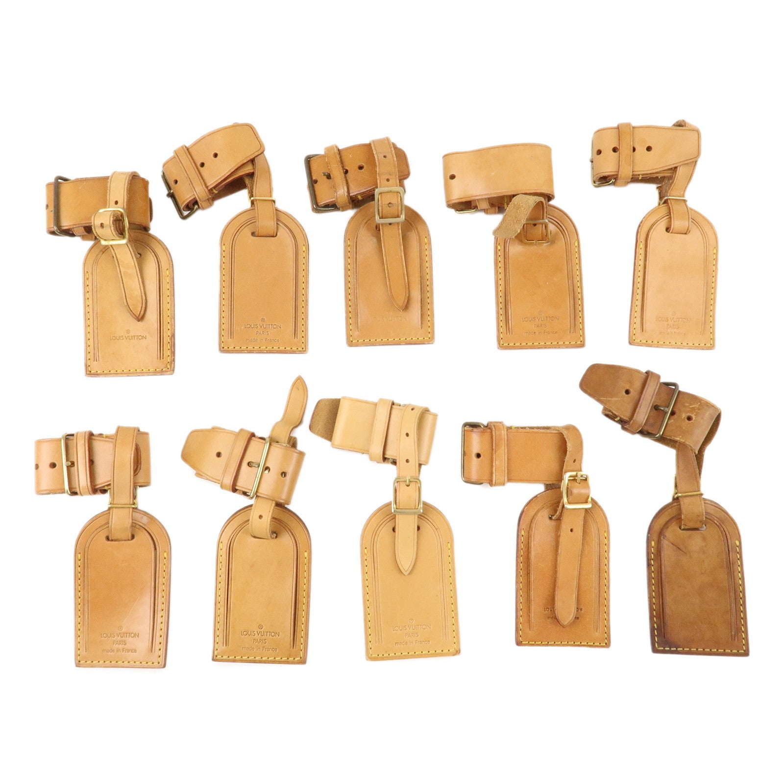 Louis Vuitton Set of 10Nume Leather Name Tag & Poignet Natural Used