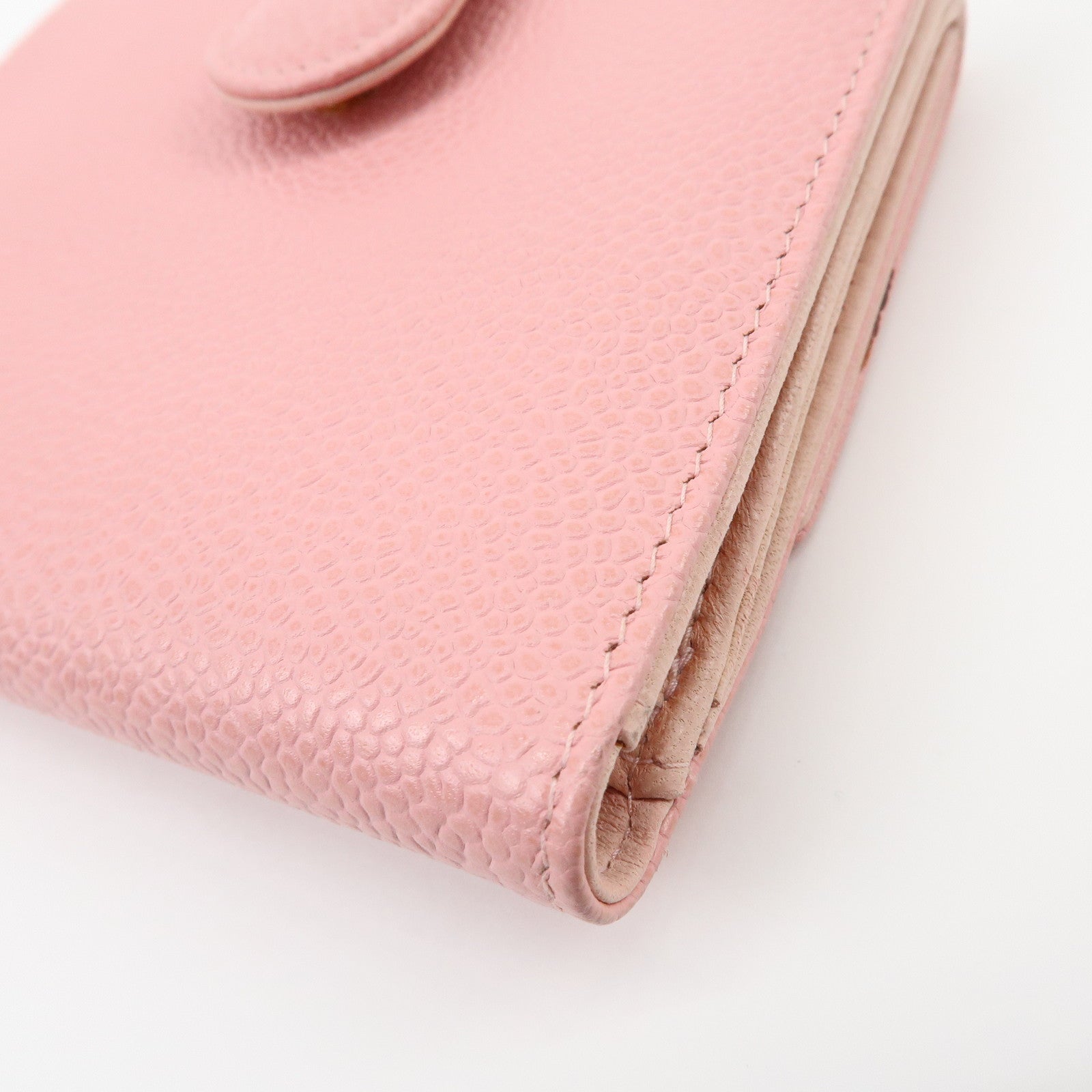CHANEL COCO Mark Caviarskin Bi-fold Wallet Compact Wallet Pink