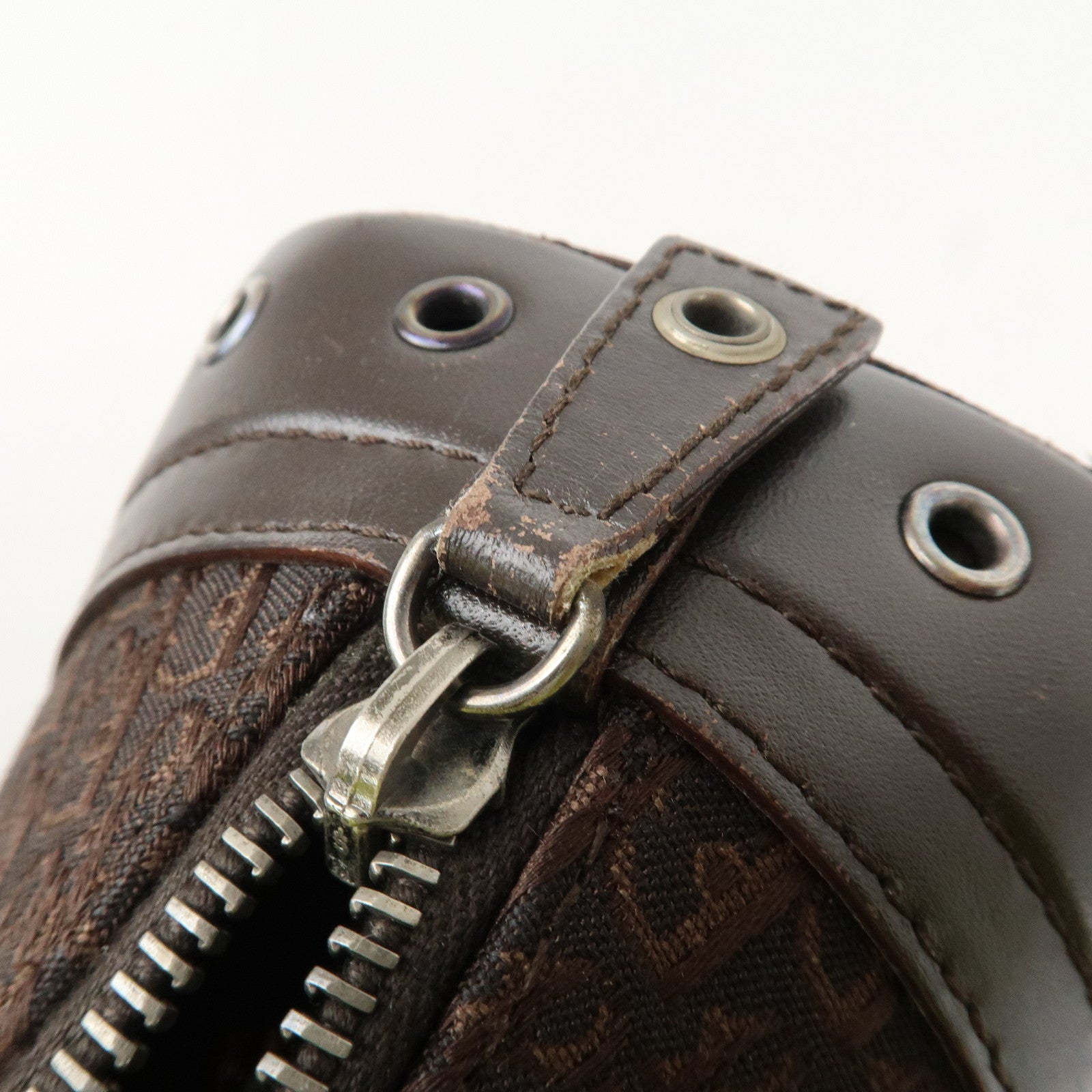 Christian Dior Street Chic Trotter Canvas Leather Hand Bag Brown Used