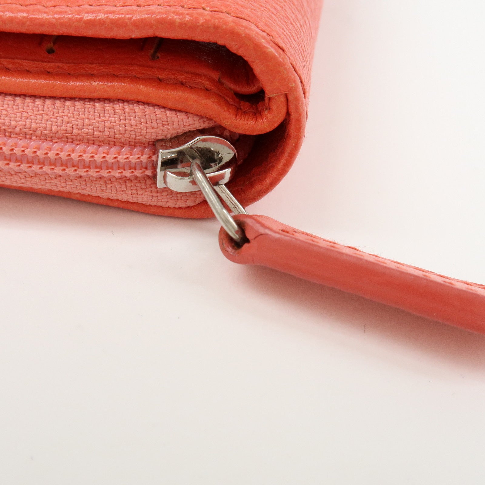 CHANEL Camellia Zip Around Leather Compact Wallet Rose Pink