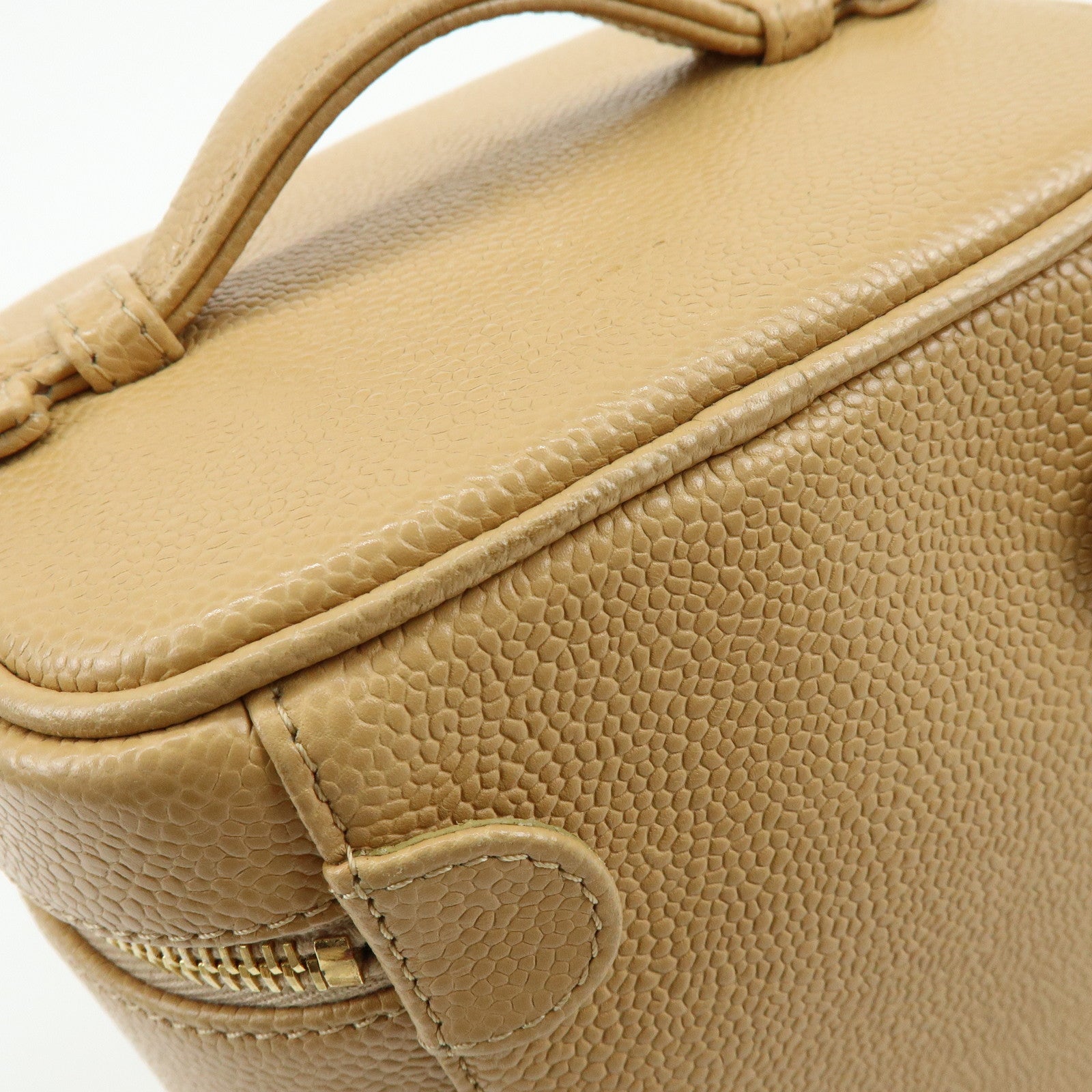 CHANEL COCO Mark Caviarskin Vanity Bag Cosmetic Pouch Beige A01998