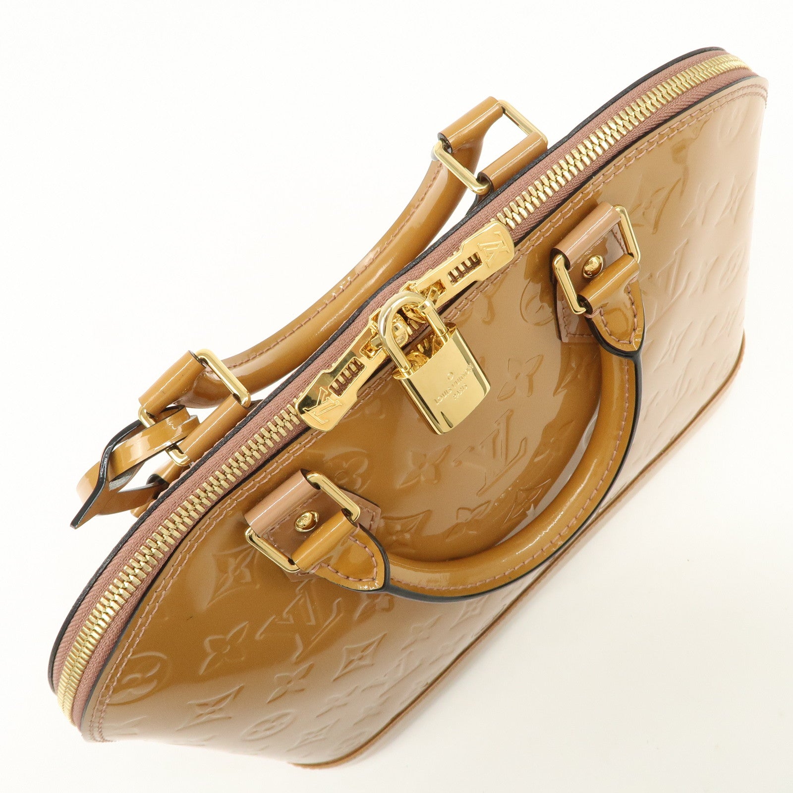 Louis Vuitton Monogram Vernis Alma PM Hand Bag Rose Velours M91583