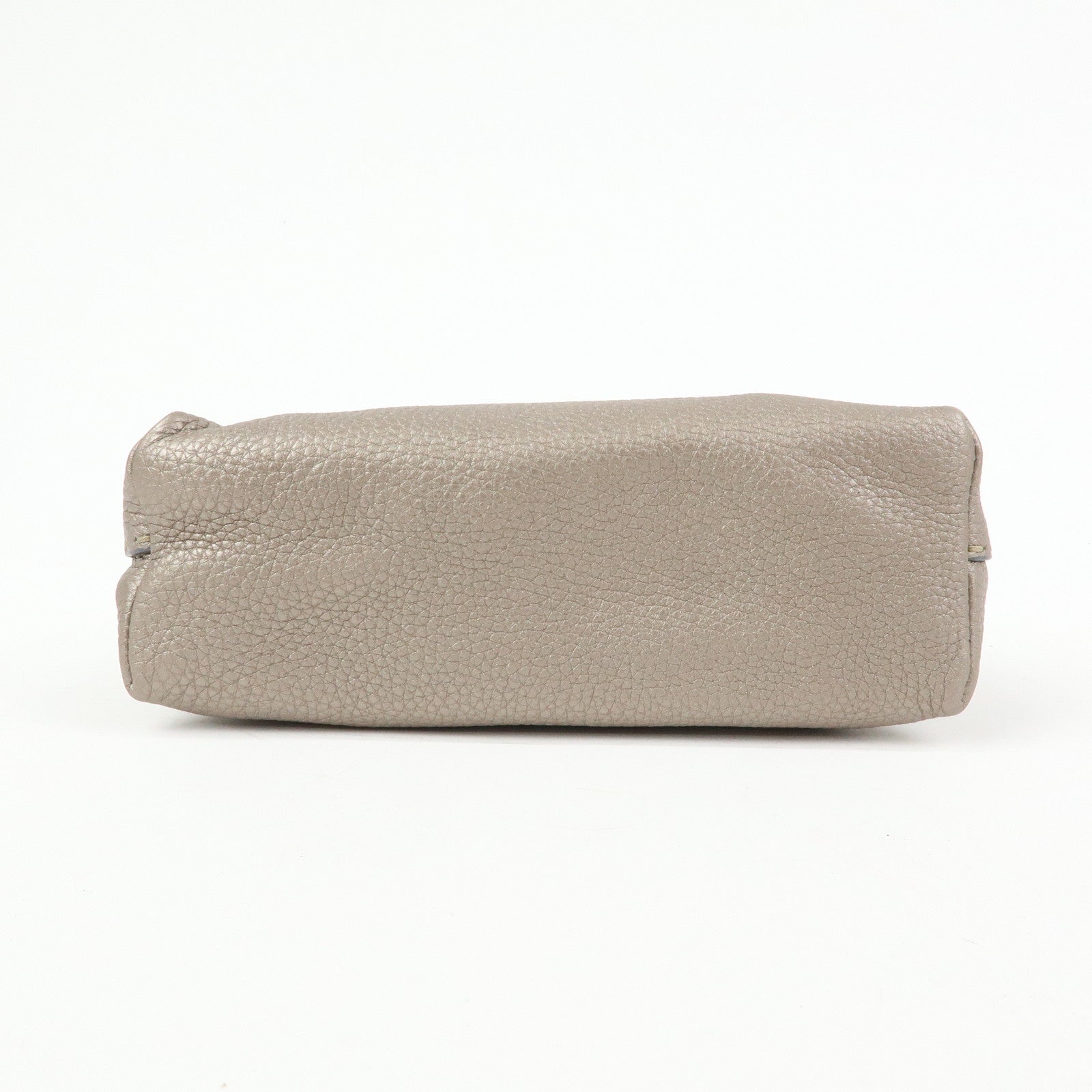 FENDI Selleria Leather Pouch Cosmetic Pouch Gray