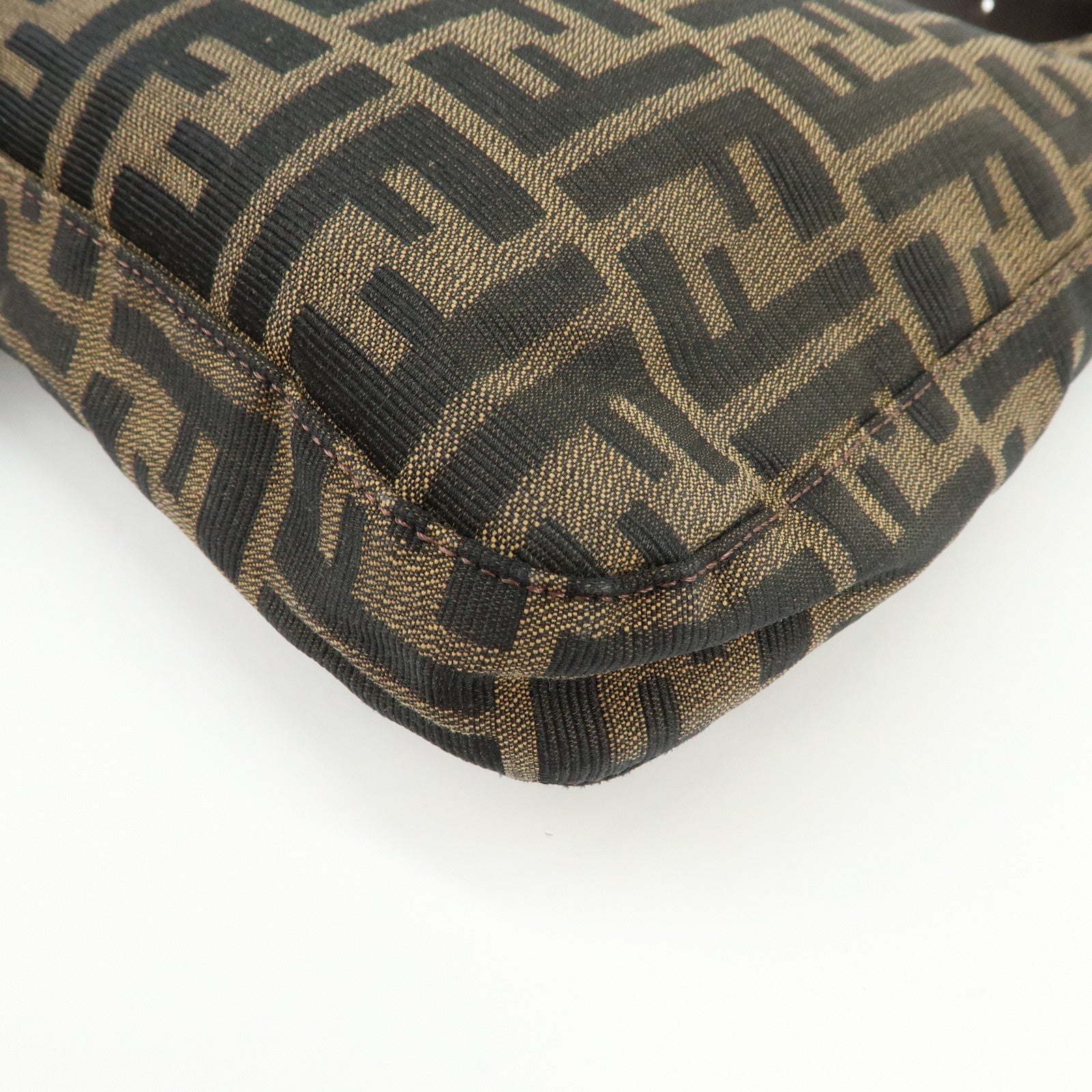 FENDI Zucca Canvas Shoulder Bag Hand Bag Brown Black 265690