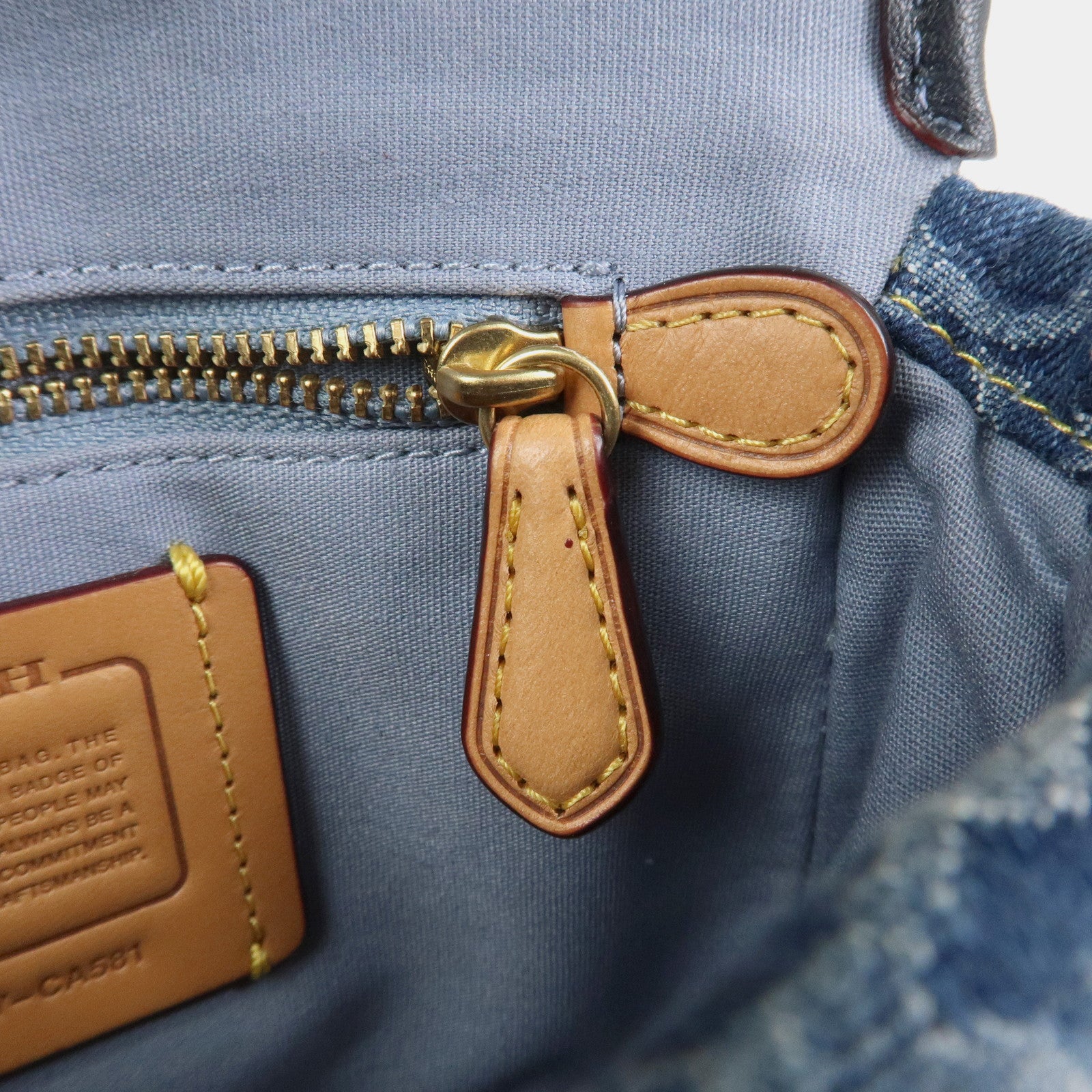 COACH Denim Leather Chain Shoulder Bag Crossbody Bag Hand Bag Blue