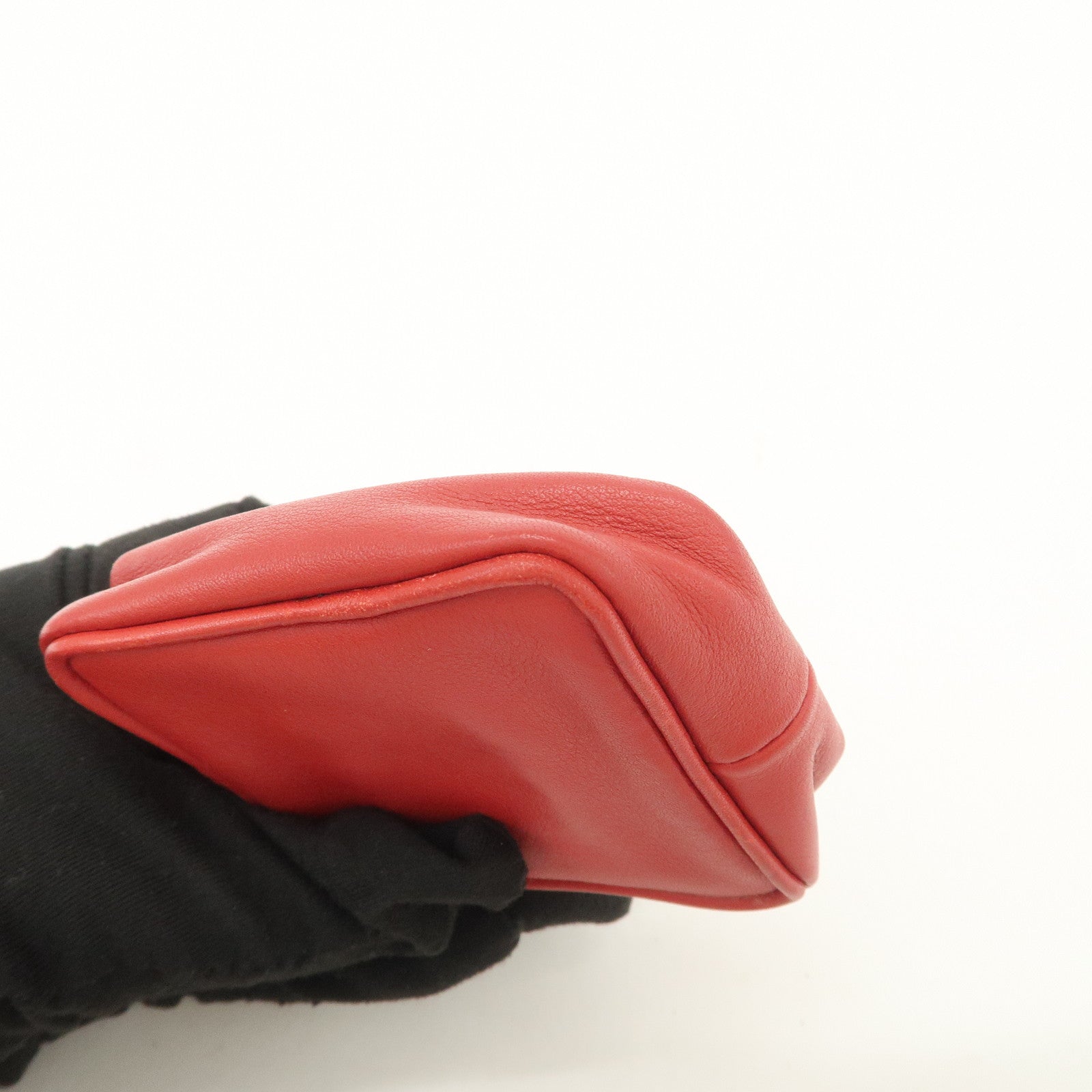 HERMES Bee Pop Leather Mini Compact Coin Case Red