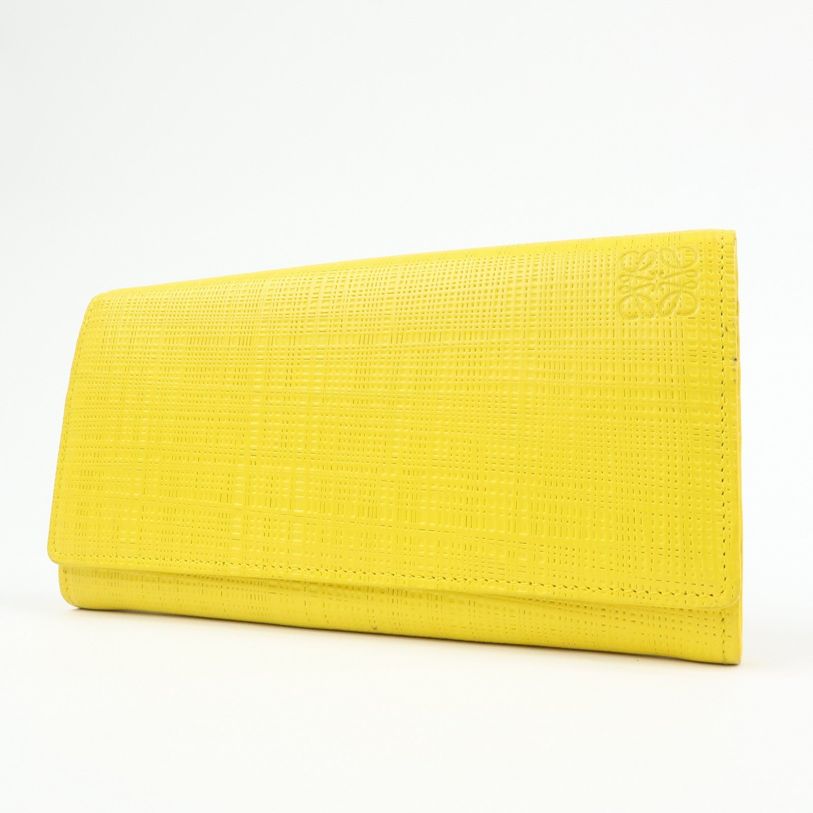 LOEWE Anagram Calf Bi-fold Leather Long Wallet Yellow