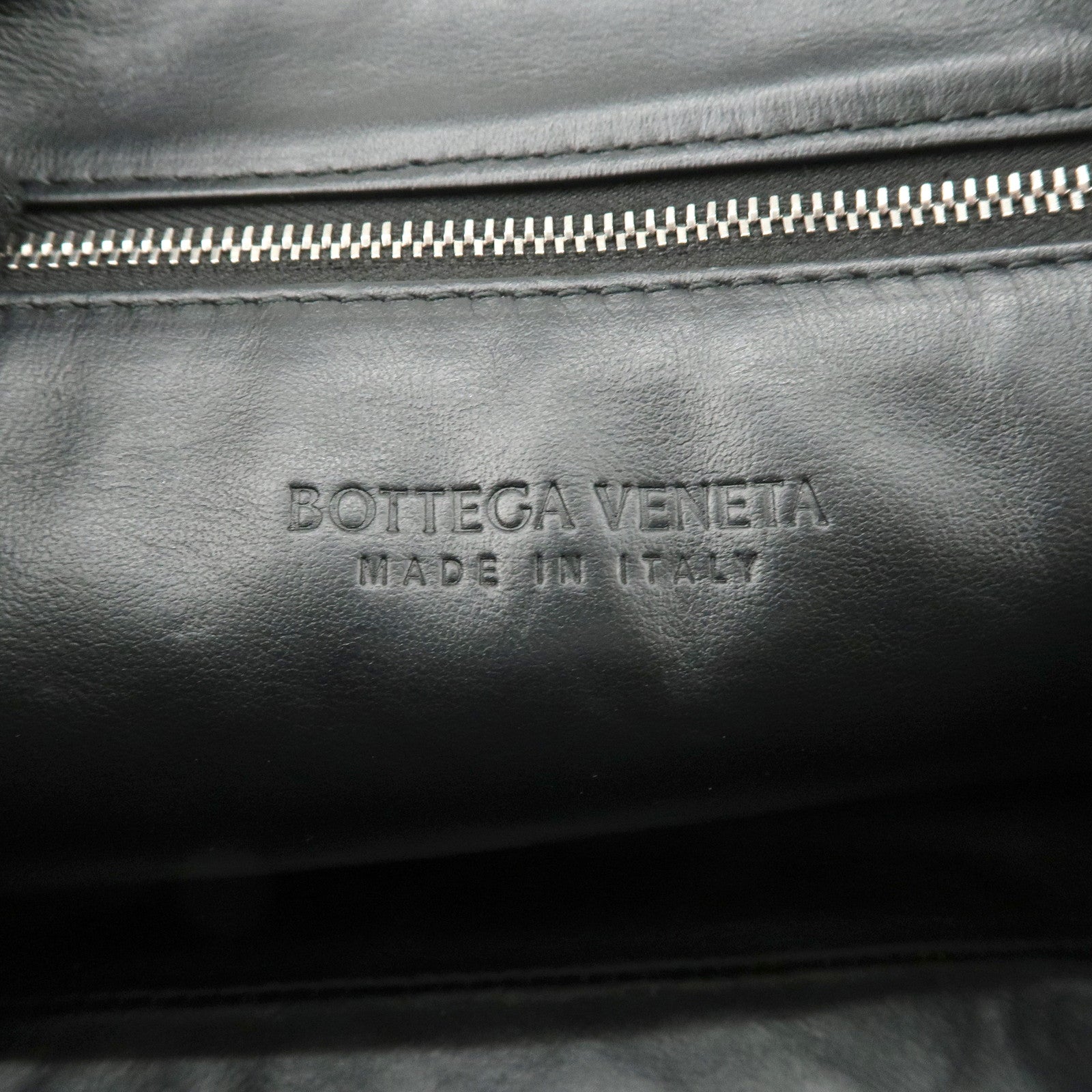 BOTTEGA VENETA Intrecciato Leather Shoulder Bag Crossbody Bag Black Used