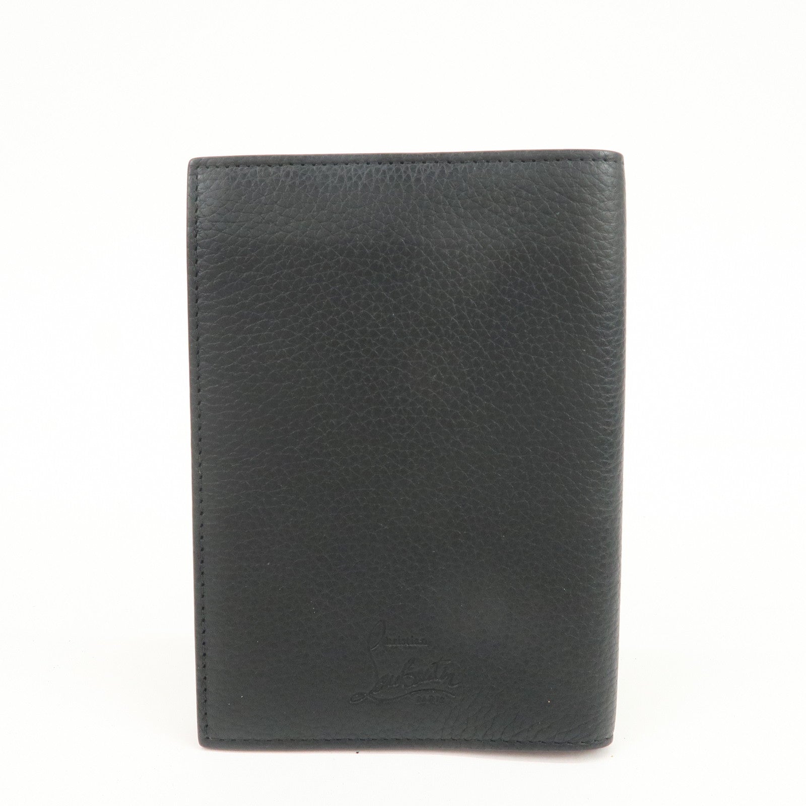 Christian Louboutin Studs Leather Passport Holder Card Case Black
